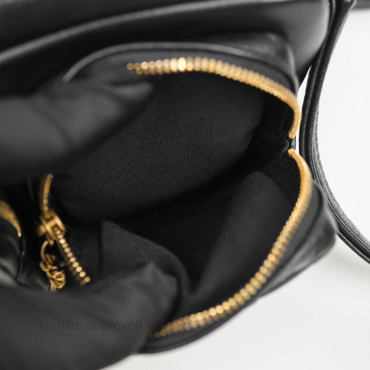 Chanel Small Camera Case Quilted Black Calfskin Aged Gold Hardware 22C