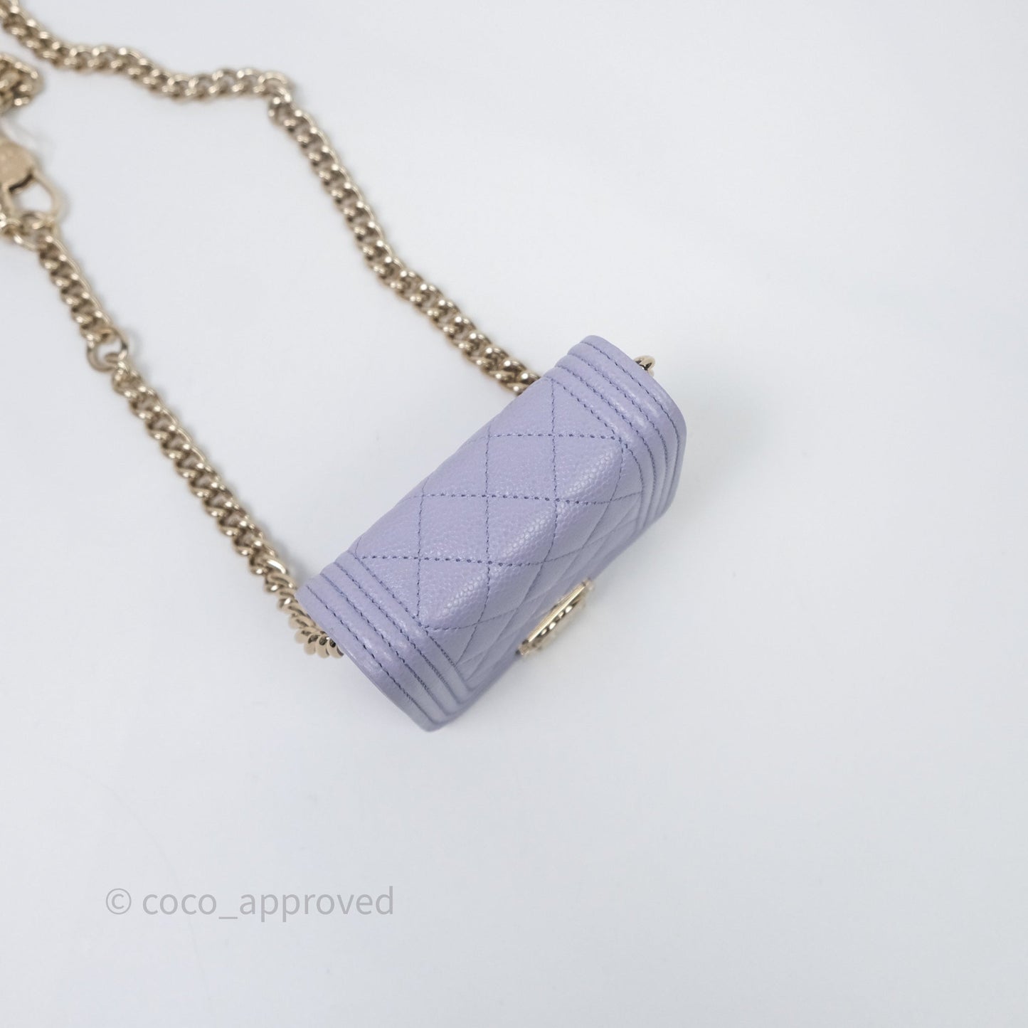 Chanel Quilted Boy Belt Bag Purple Caviar Gold Hardware