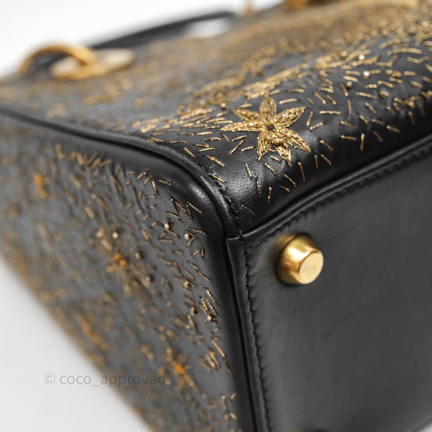 Christian Dior Medium Lady Dior Limited Edition The Moon In My EyesBag Black Calfskin Gold Hardware