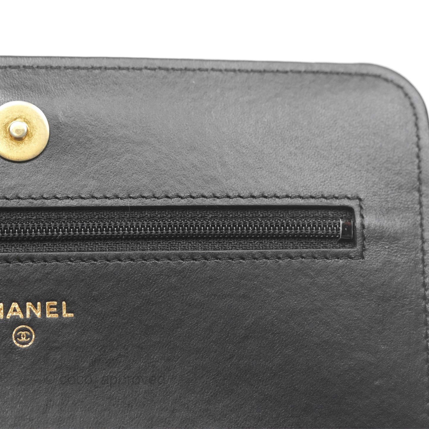 Chanel Quilted Boy Wallet on Chain WOC Black Calfskin Aged Gold Hardware