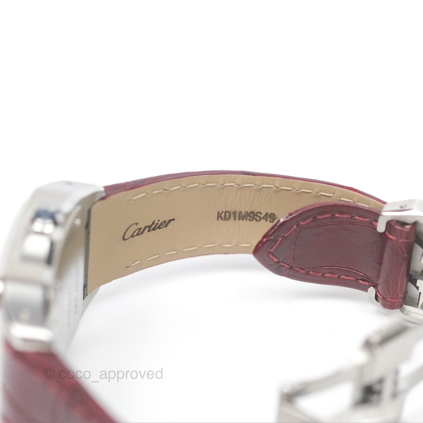 Cartier Santos-Dumont Automatic Steel Watch Burgundy Alligator-skin Strap