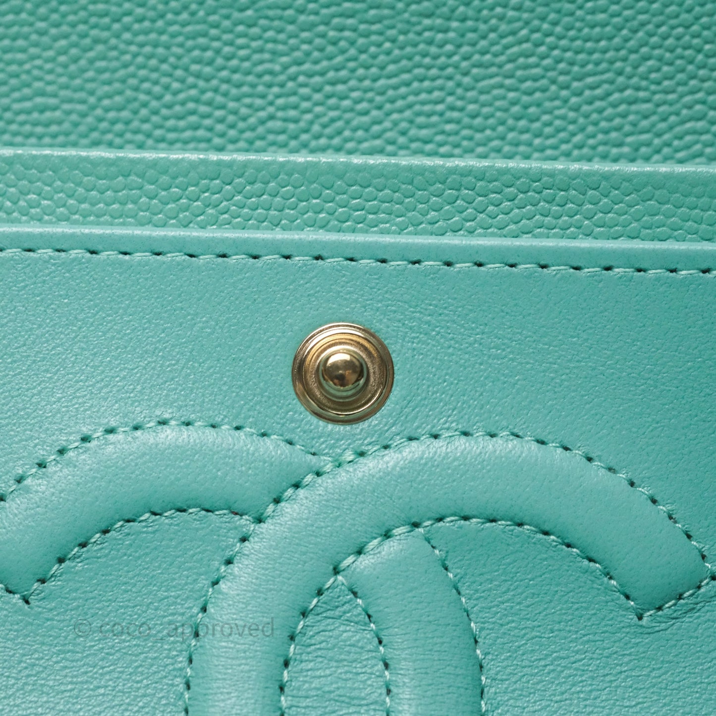 Chanel Classic M/L Medium Flap Quilted Tiffany Green Caviar Gold Hardware