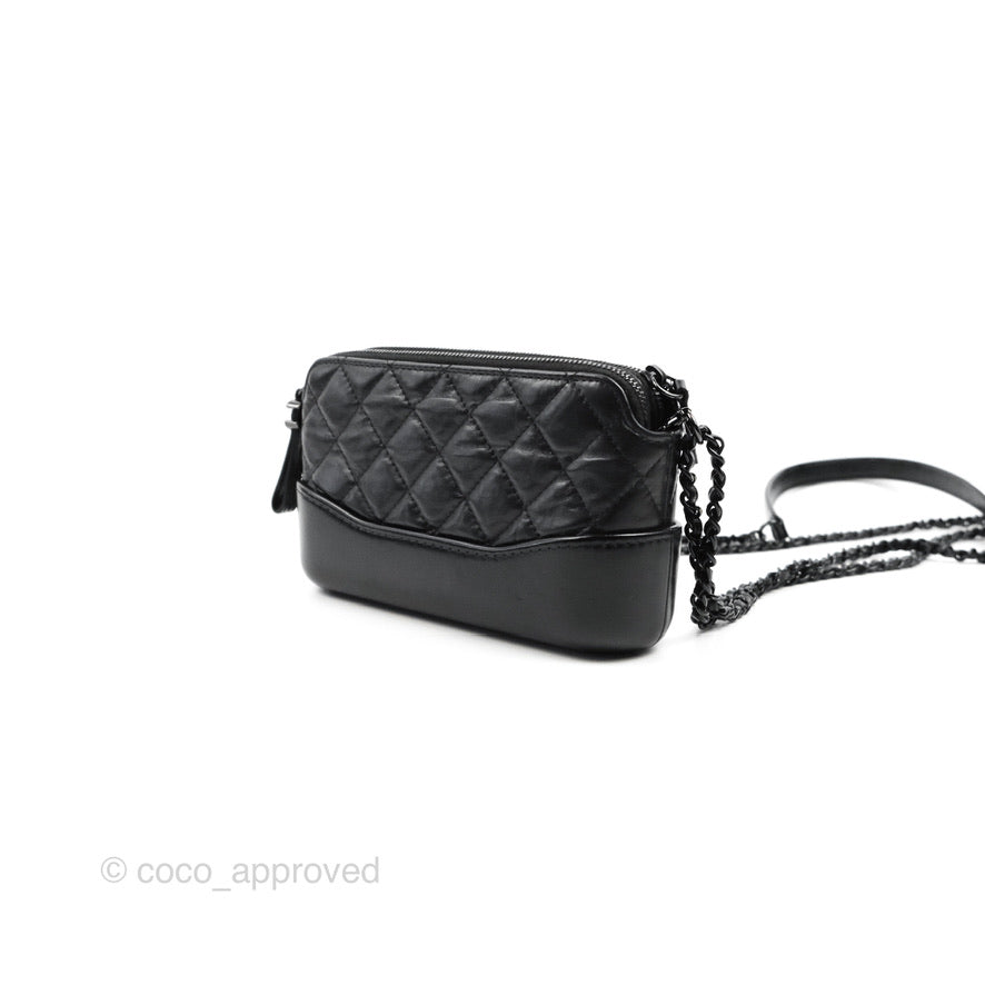 Chanel Gabrielle Clutch With Chain Aged Calfskin So Black