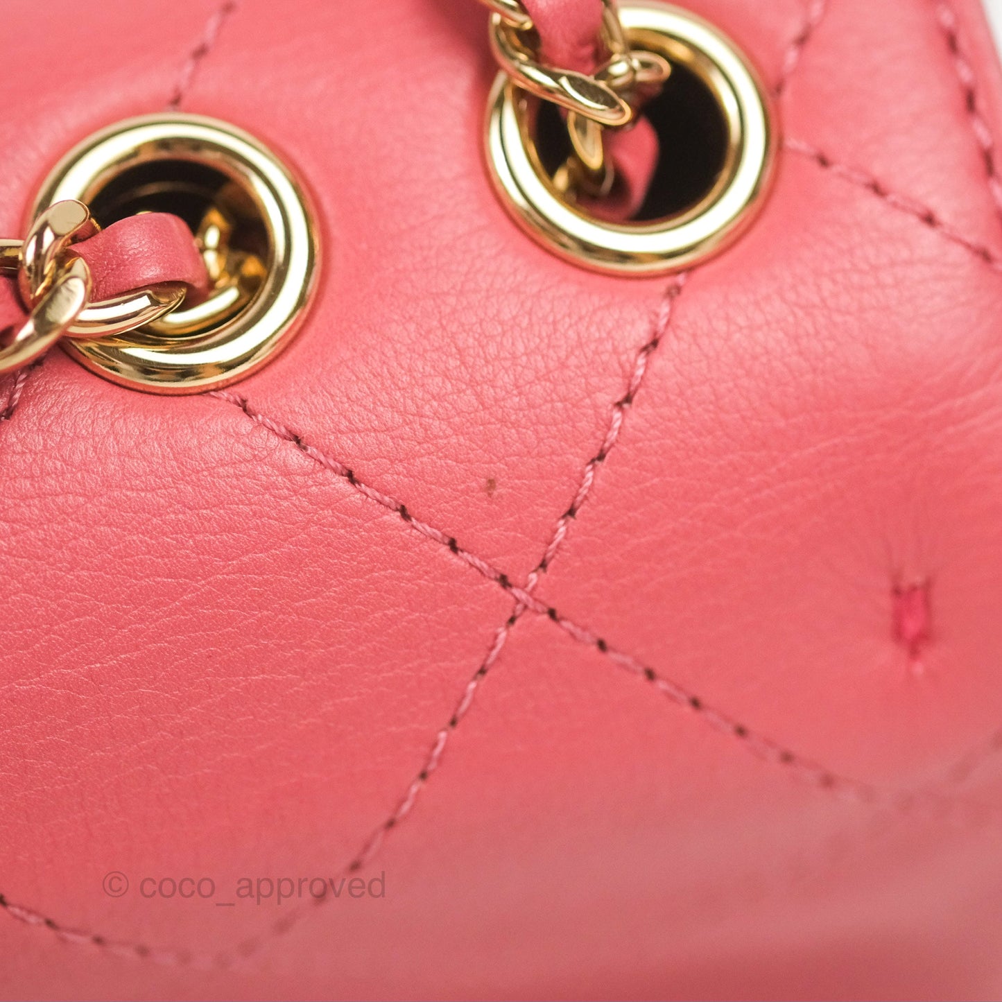 Chanel Small Flat Quilt Round Flap Bag Pink Calfskin Gold Hardware