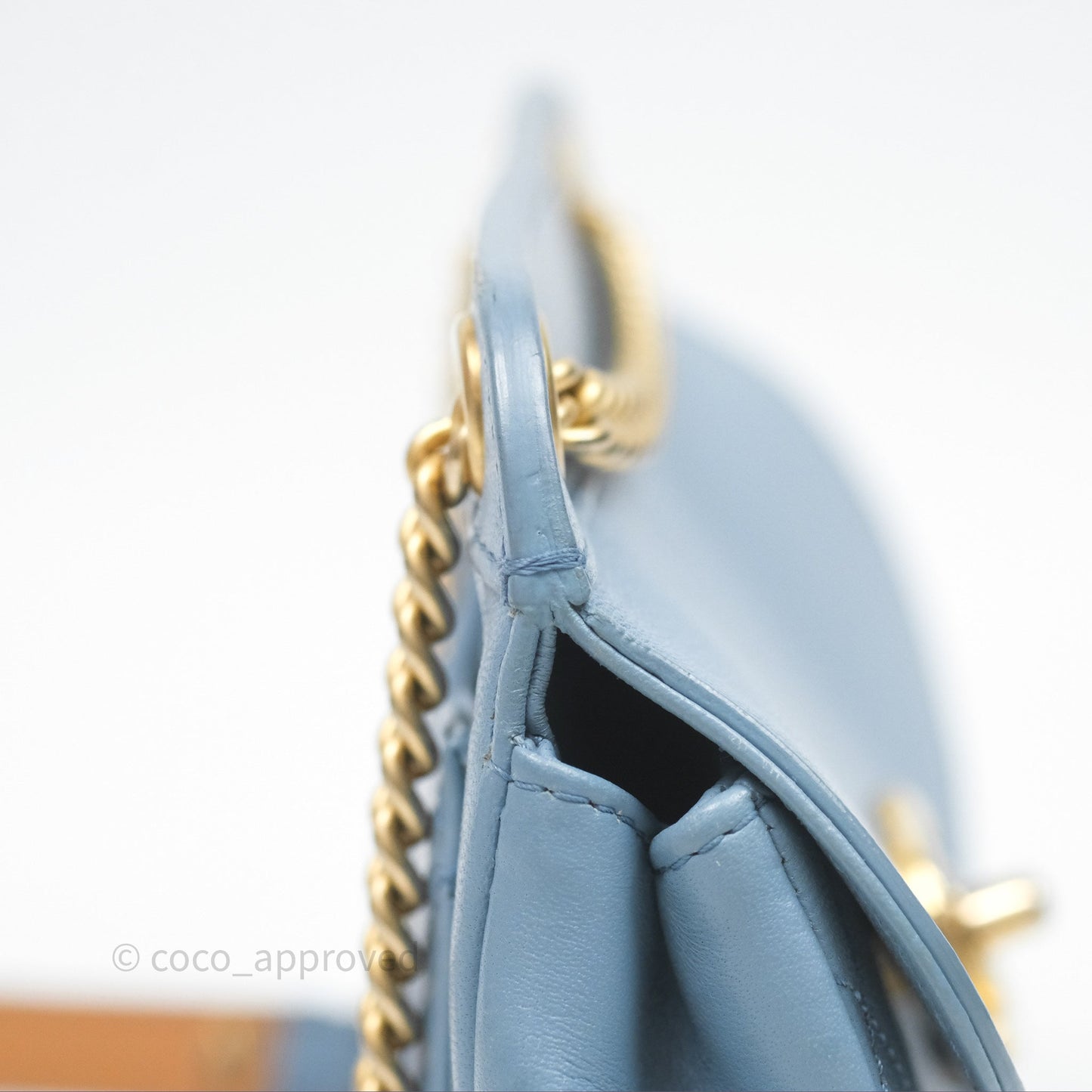 Chanel Curved Flap Bag Blue Lambskin Aged Gold Hardware