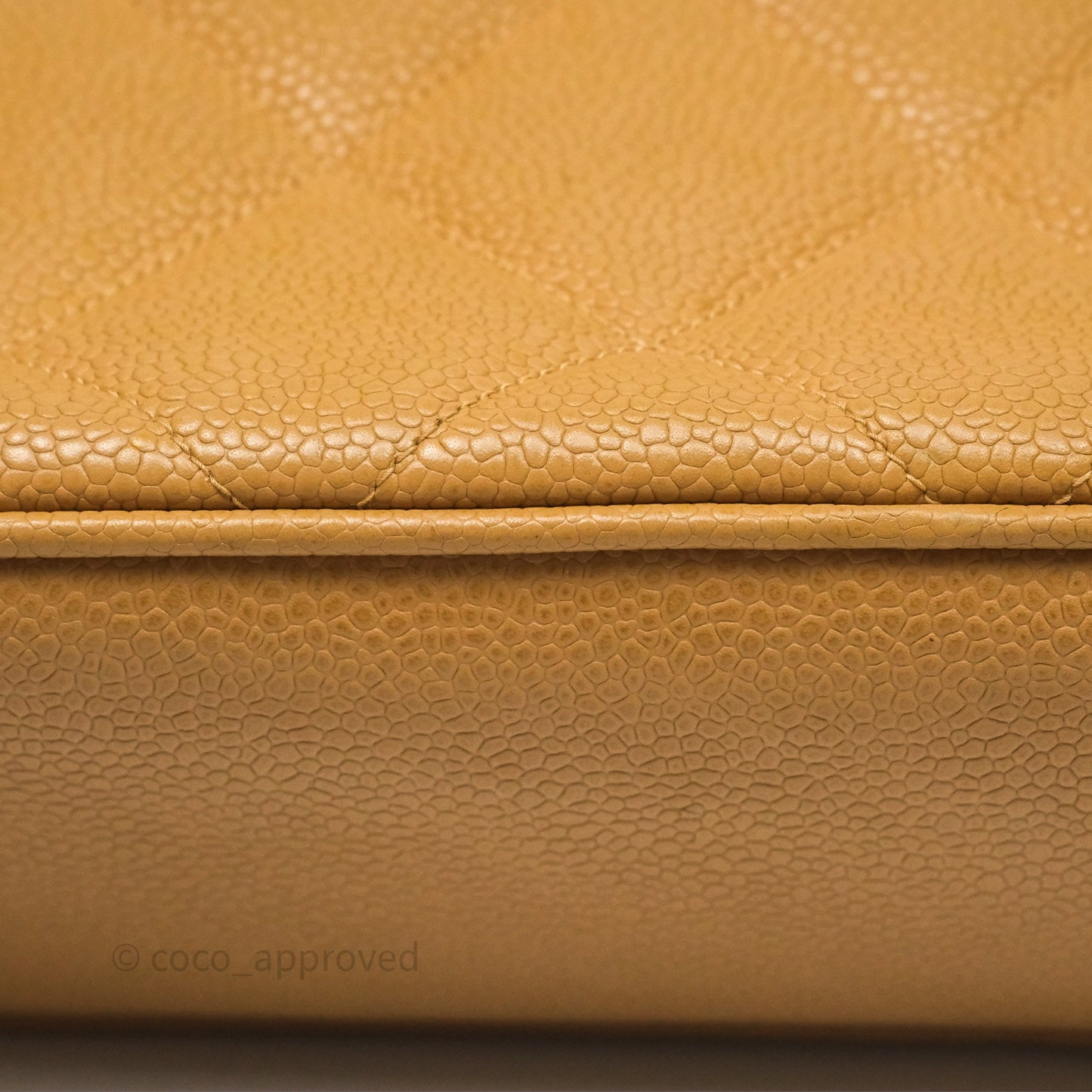 Chanel Vintage CC Quilted Tote Dark Beige Caviar 24K Gold Hardware