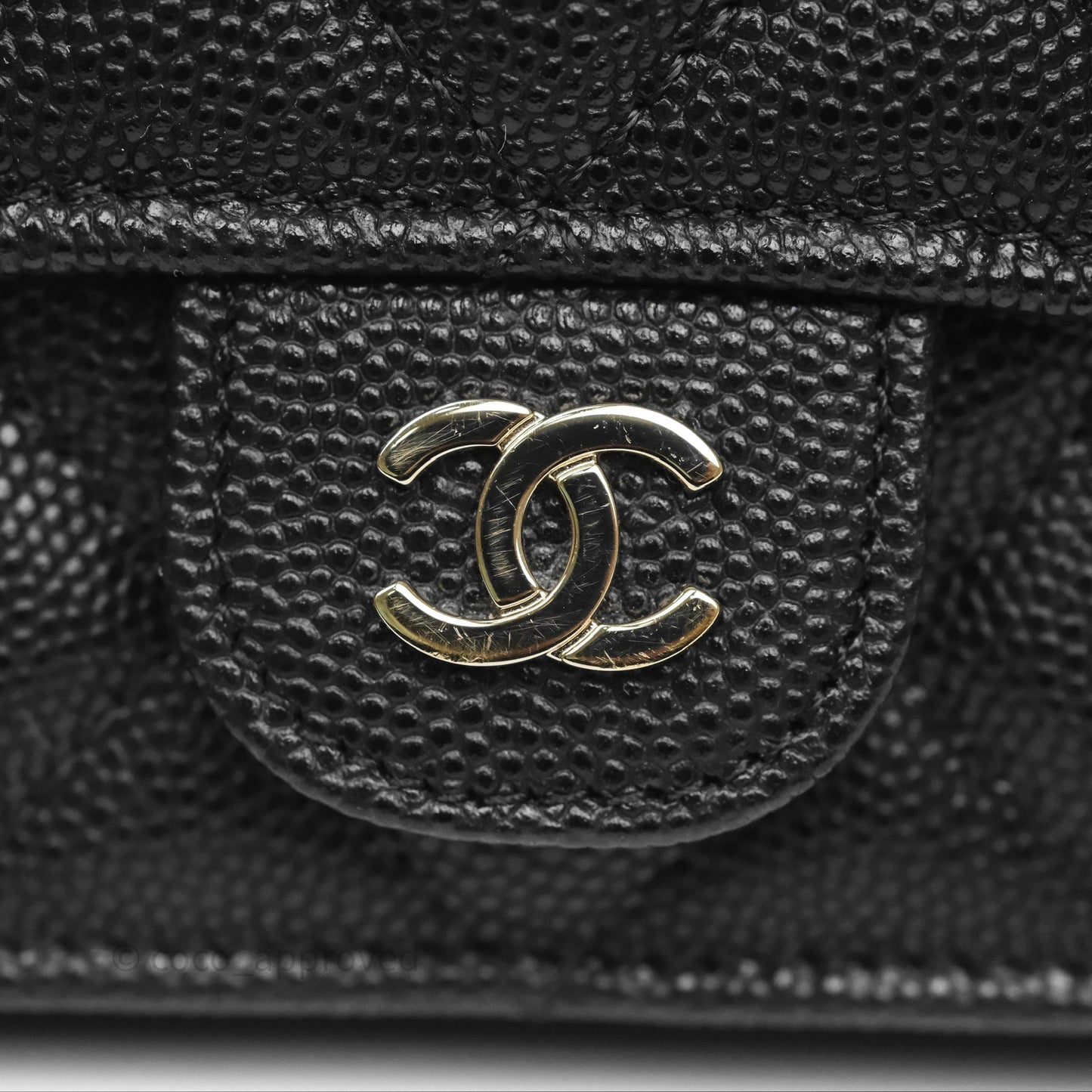 Chanel Mini Wallet With Chain Black Caviar Gold Hardware
