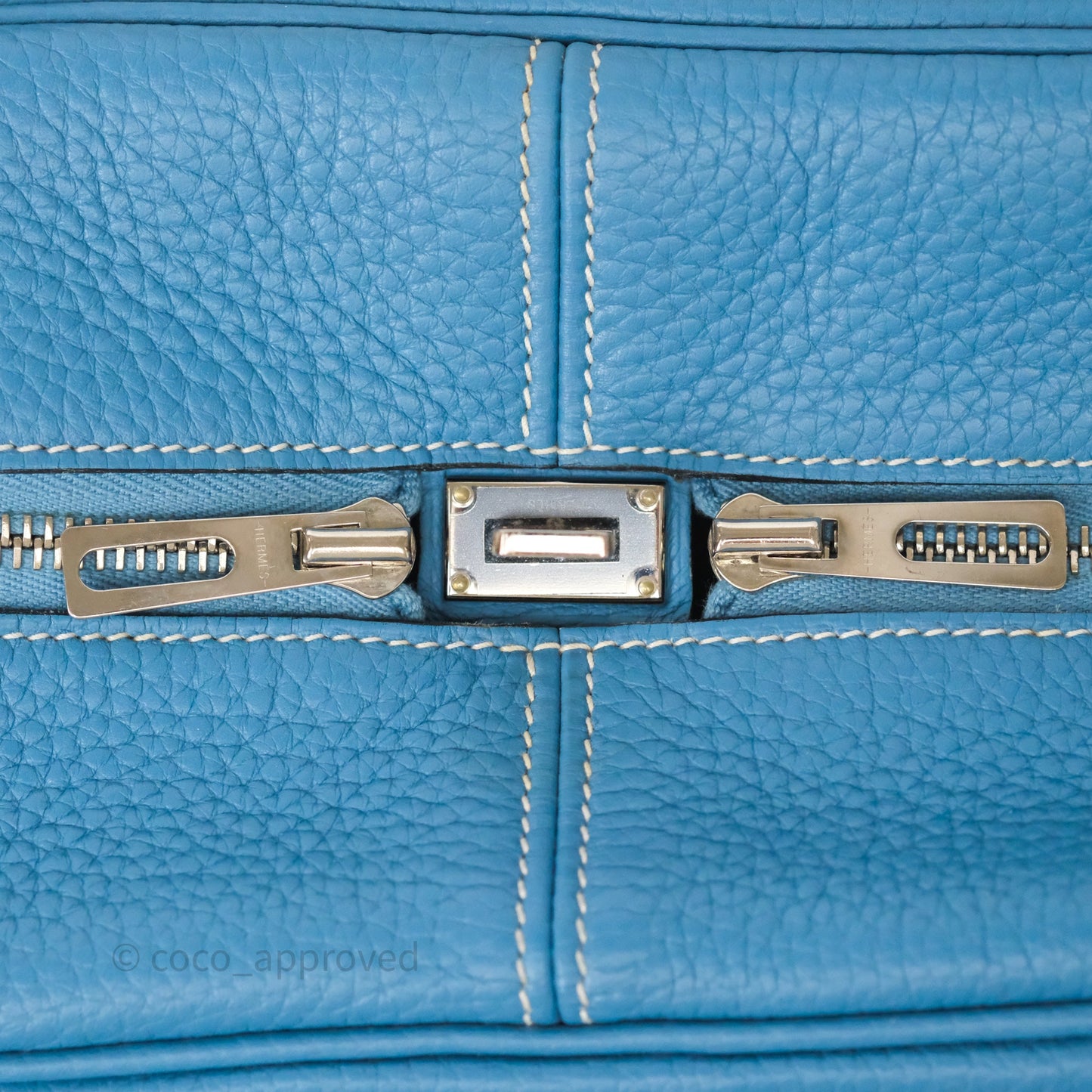 Hermes Victoria II 35 Bag Blue Jean 75 Clemence Palladium Hardware