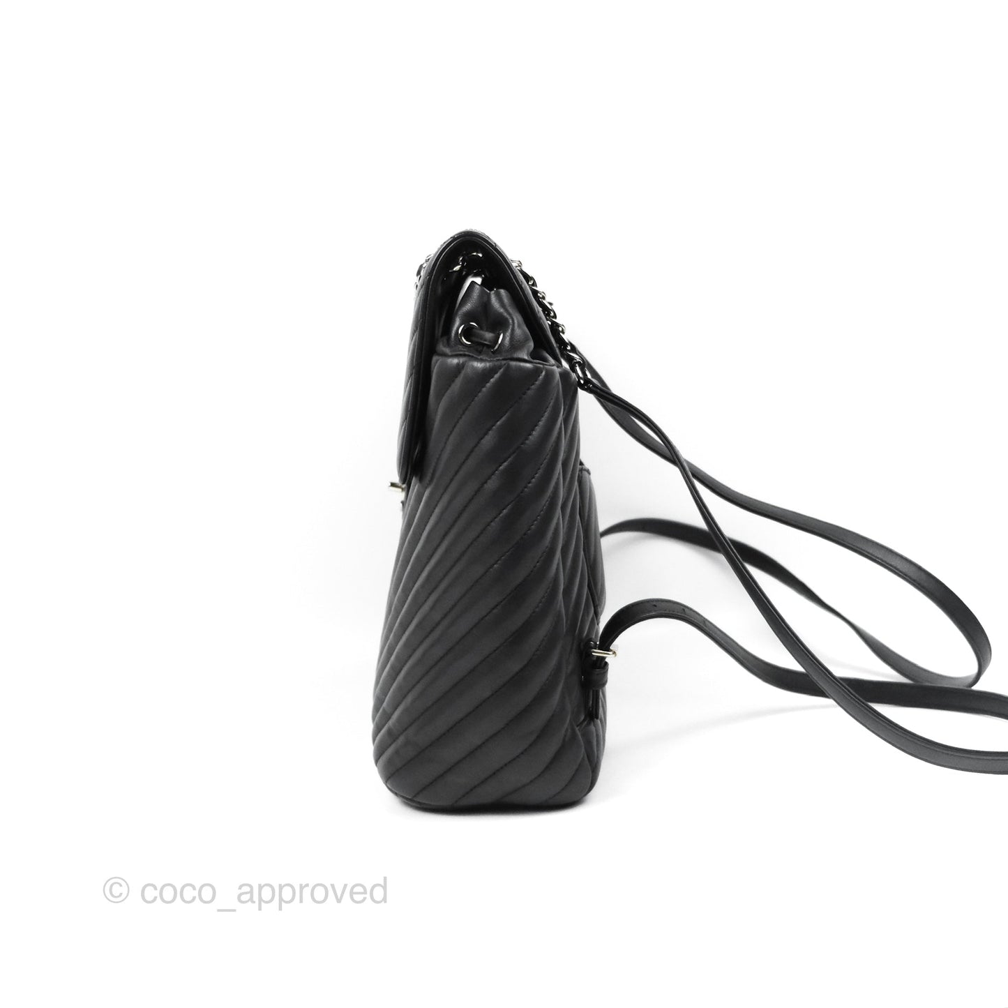 Chanel Medium Chevron Urban Spirit Backpack Black Calfskin Silver Hardware