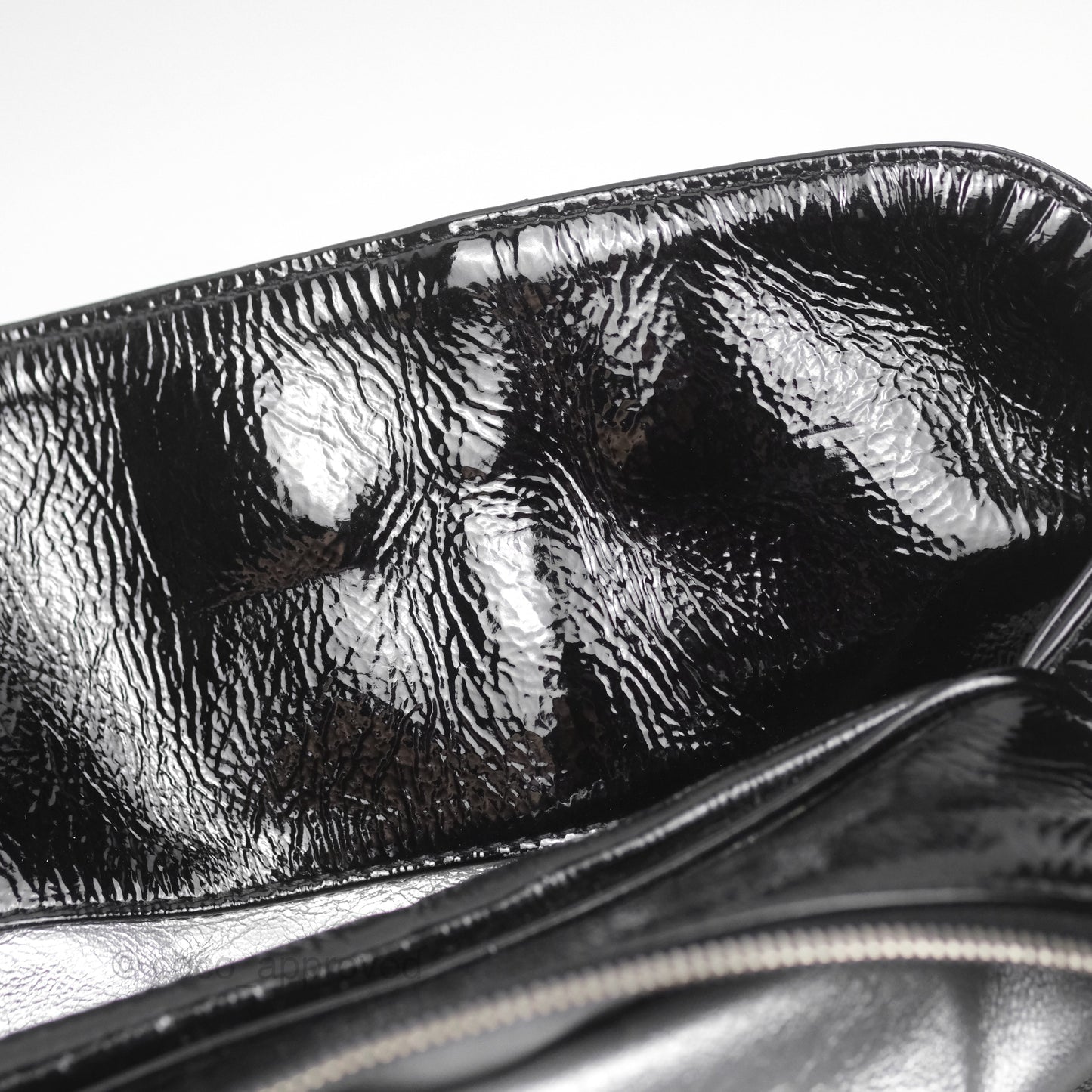 Chanel Bowling Tote Bag Black Glazed Calfskin Silver Hardware