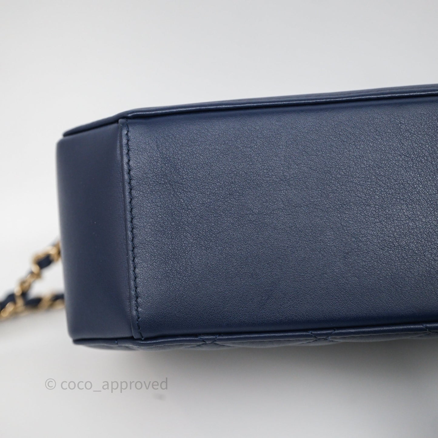 Chanel CC Octagon Camera Case Lambskin Navy Gold Hardware