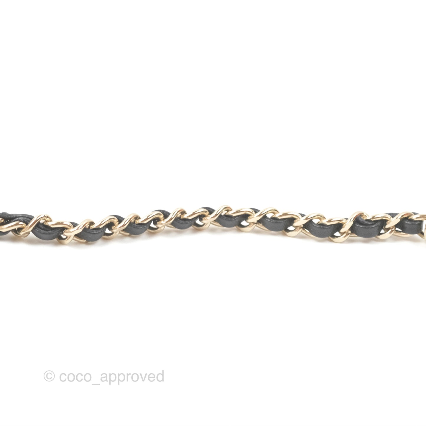 Chanel Crystal CC Black Leather Chain Choker Gold Tone 21B