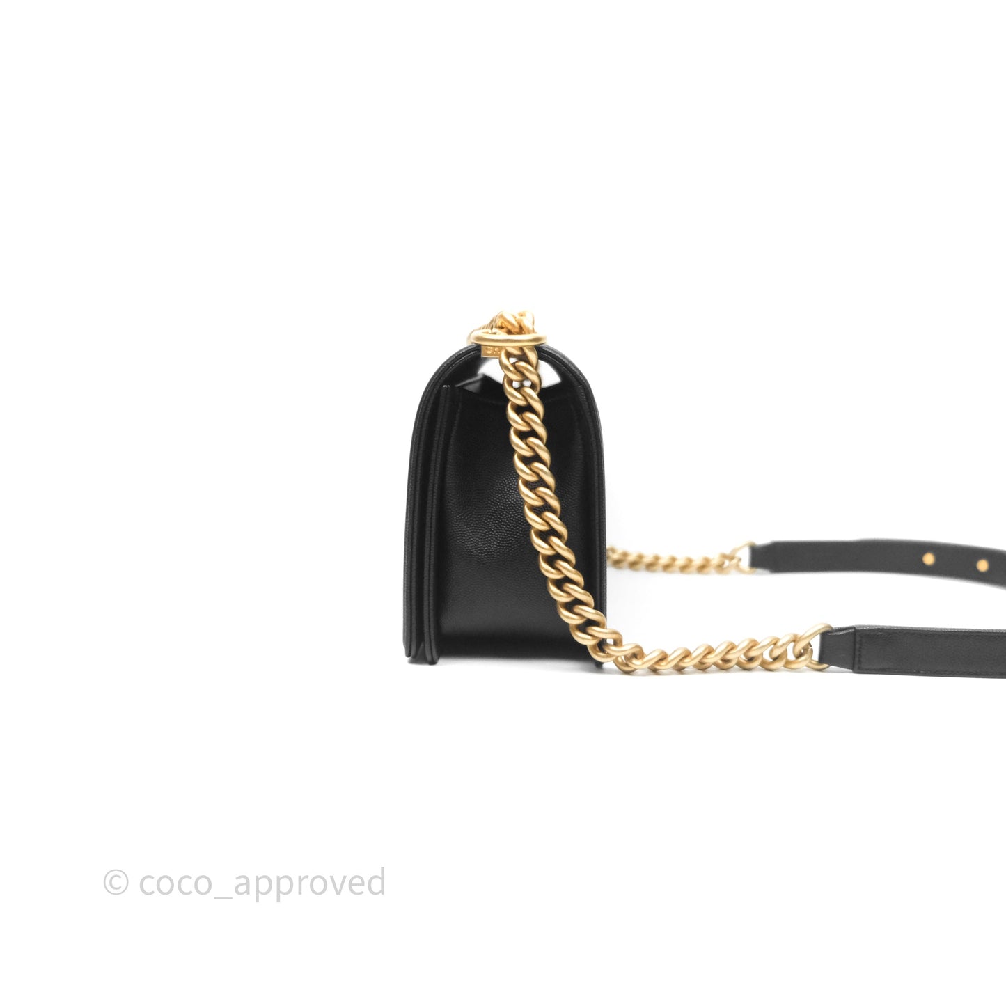 Chanel Quilted Medium Boy Black Caviar Aged Gold Hardware