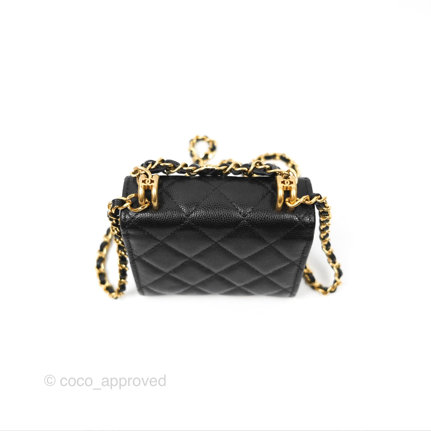 Chanel Coco First Mini Clutch On Chain Black Caviar Gold Hardware 22K