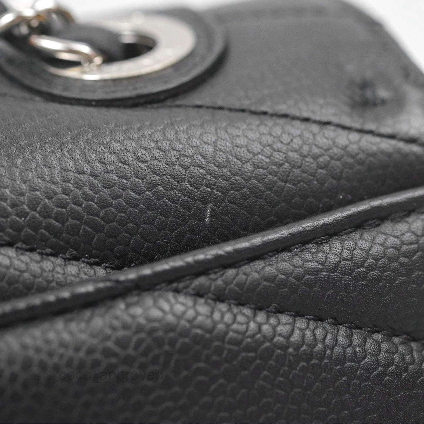 Chanel Chevron Flap Bag Black Caviar Silver Hardware