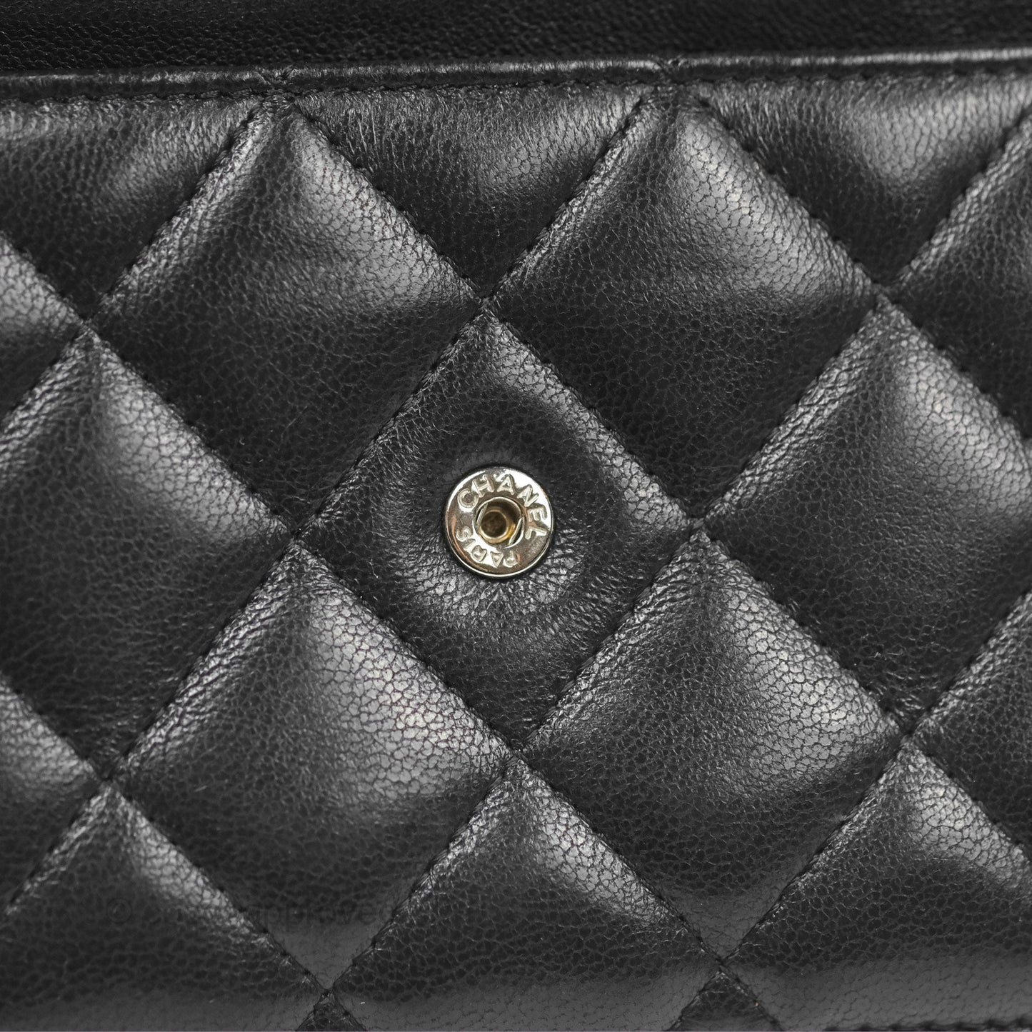 Chanel Quilted Classic Wallet On Chain WOC Black Lambskin Silver Hardware