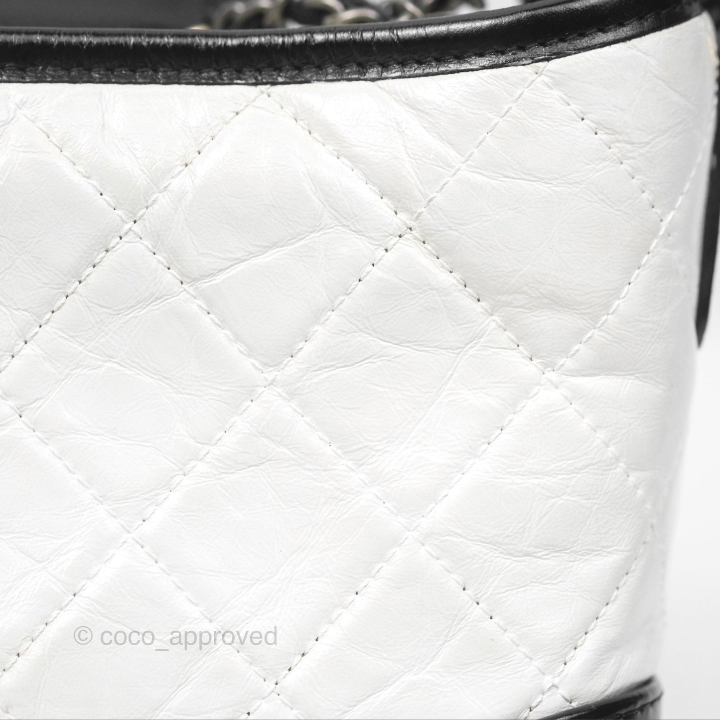 Chanel Small Gabrielle Hobo Quilted Black White Aged Calfskin