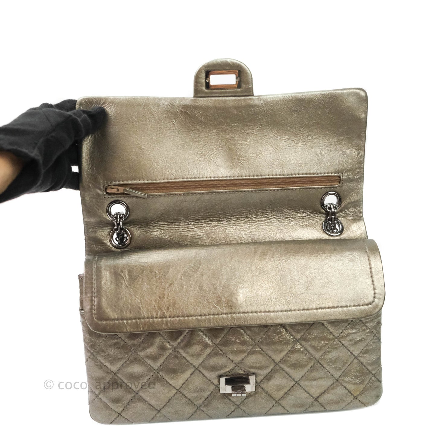 Chanel Quilted Reissue 226 Metallic Aged Calfskin Gun Metal Hardware