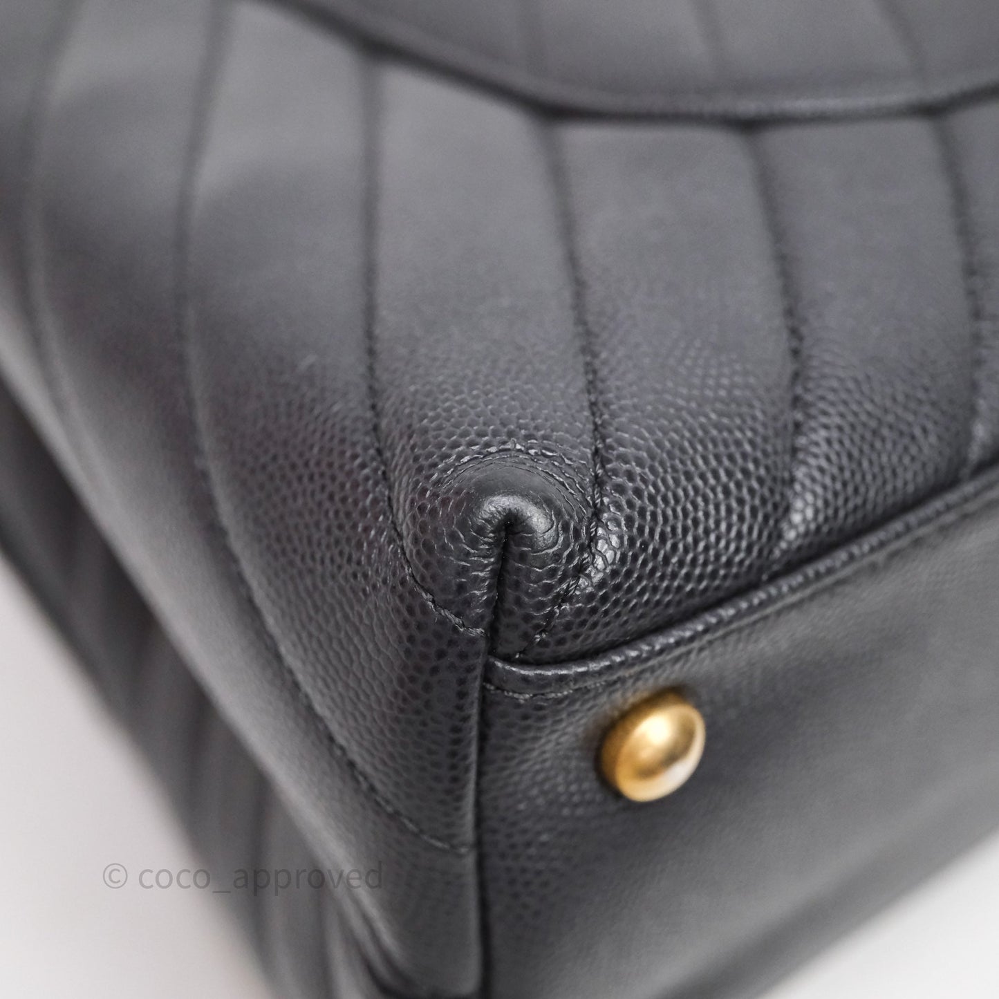 Chanel Medium Coco Handle Chevron Grey Bag Gold Hardware