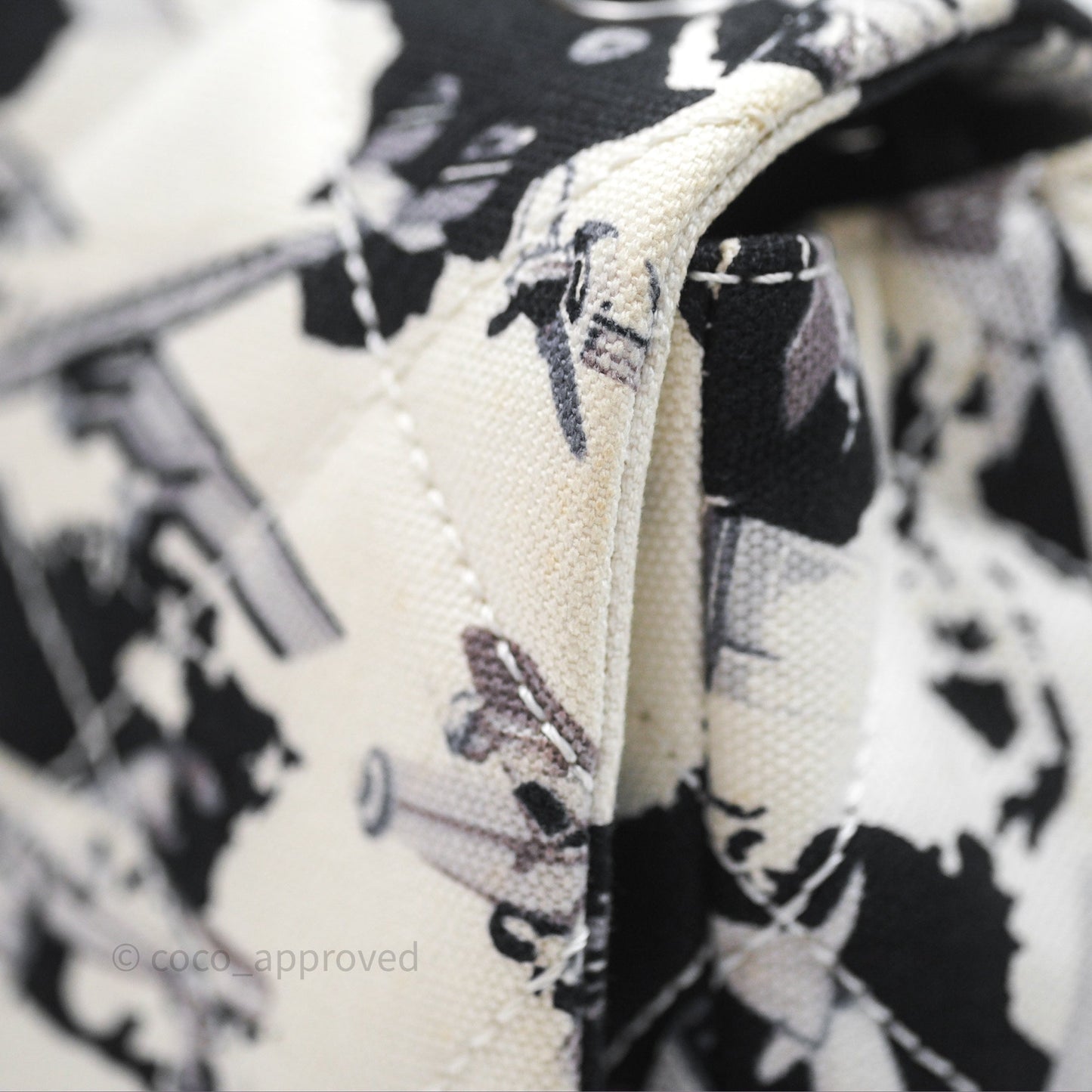 Chanel Quilted Airplane Printed Shoulder Flap Bag Canvas White