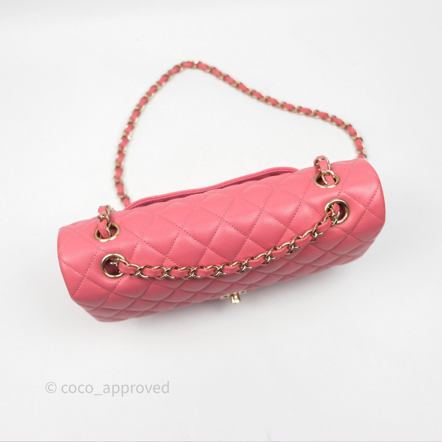 Chanel Classic M/L Medium Flap Quilted Pink Caviar Gold Hardware