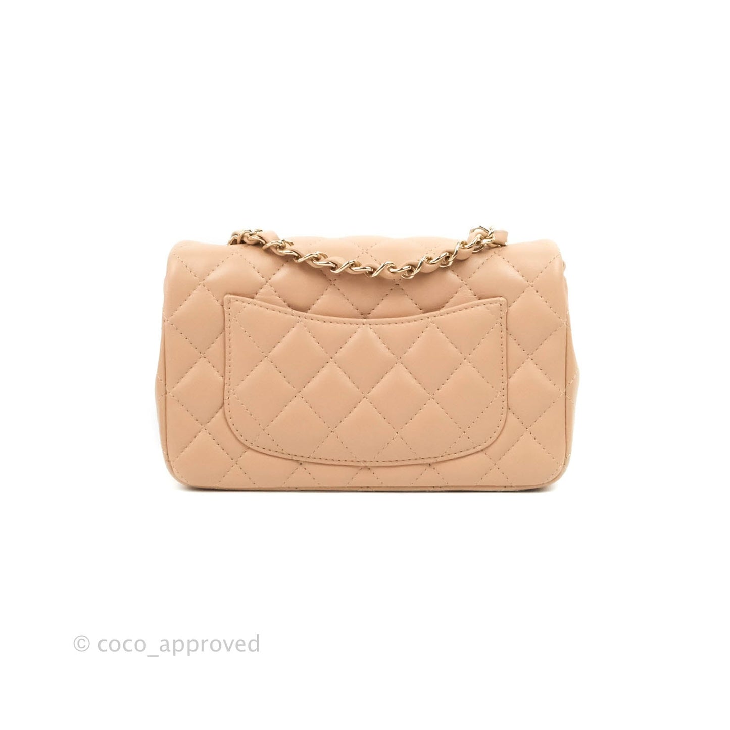 Chanel Quilted Mini Rectangular Lambskin Beige Gold Hardware 21A