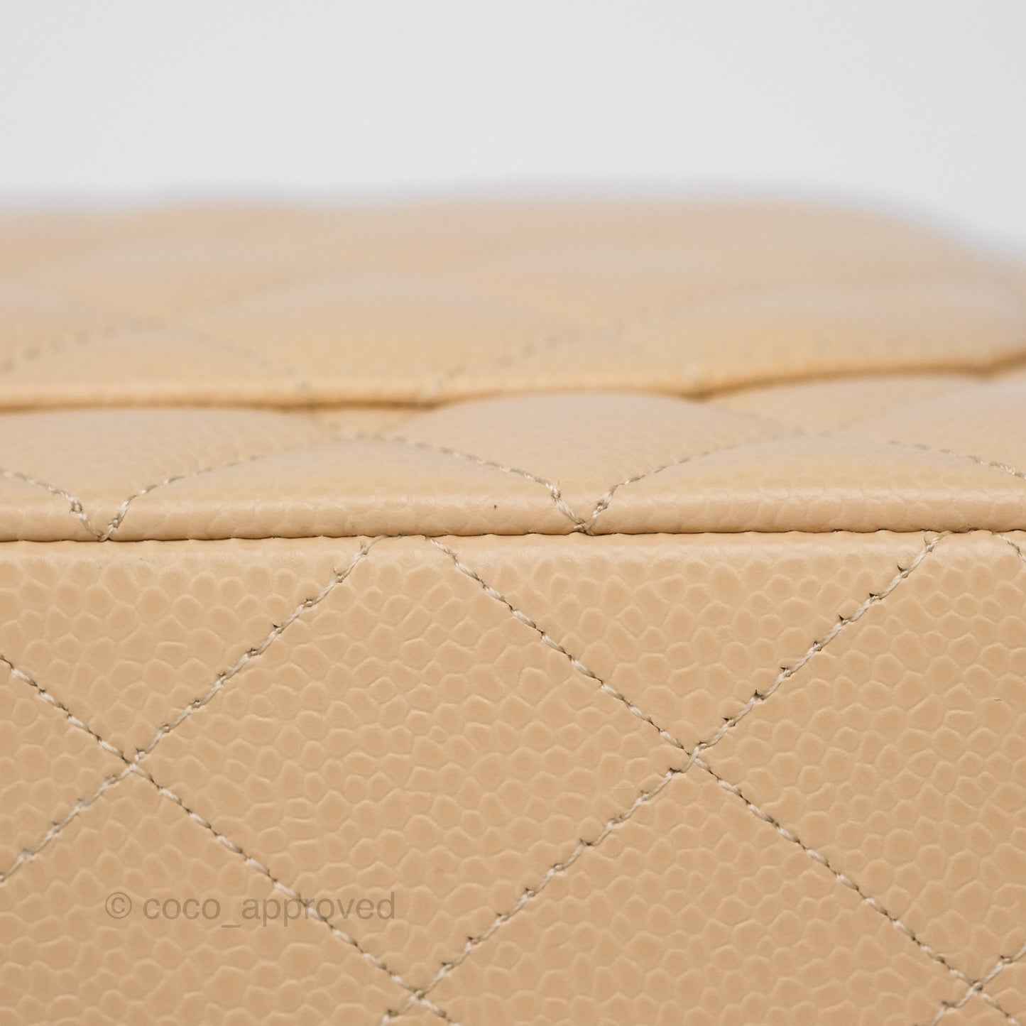 Chanel Classic M/L Medium Flap Quilted Beige Caviar Gold Hardware