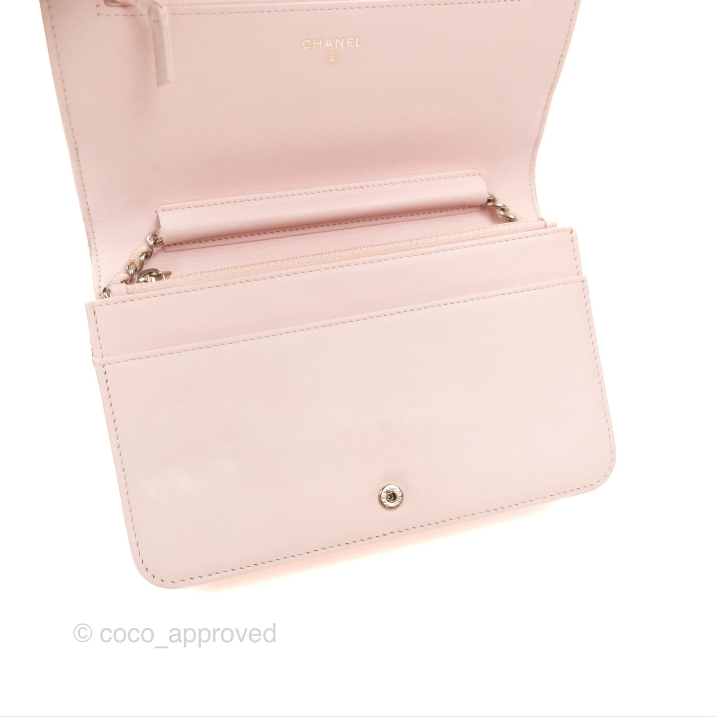 Chanel Deauville Wallet On Chain WOC Pink Canvas Silver Hardware