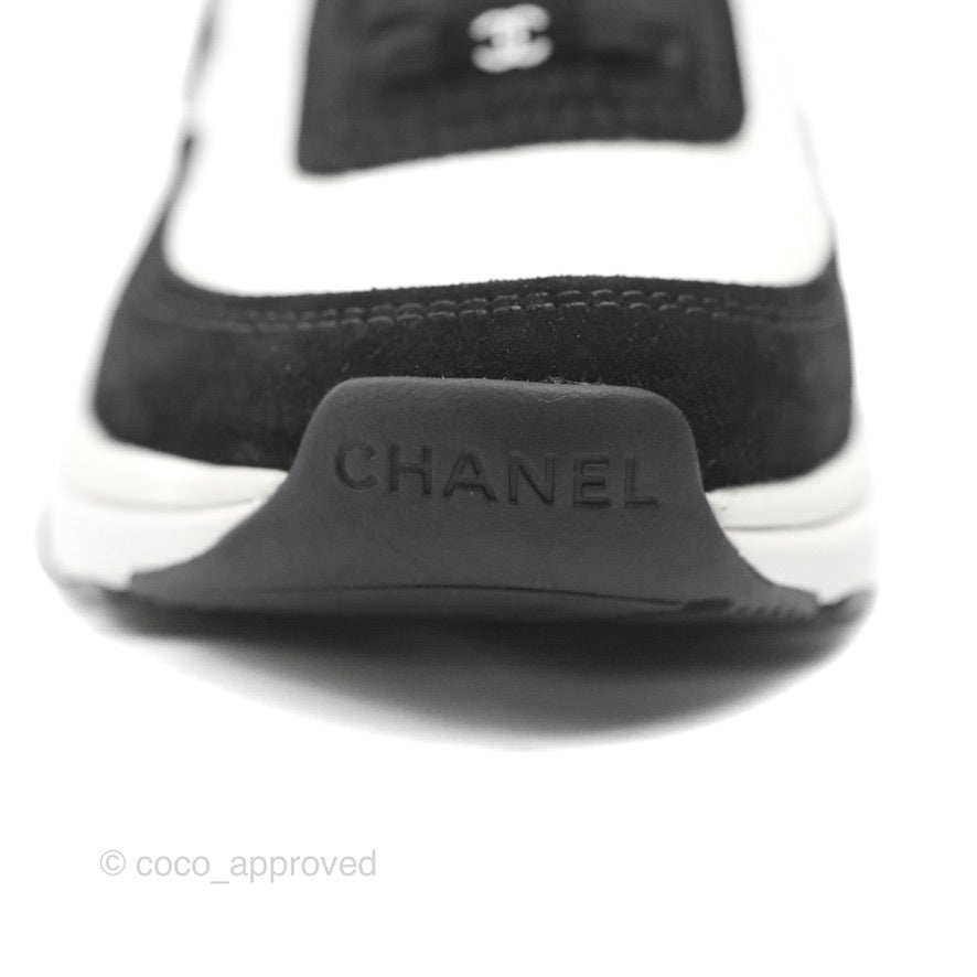 Chanel Low Top Trainer CC White Black Sneakers Size 35