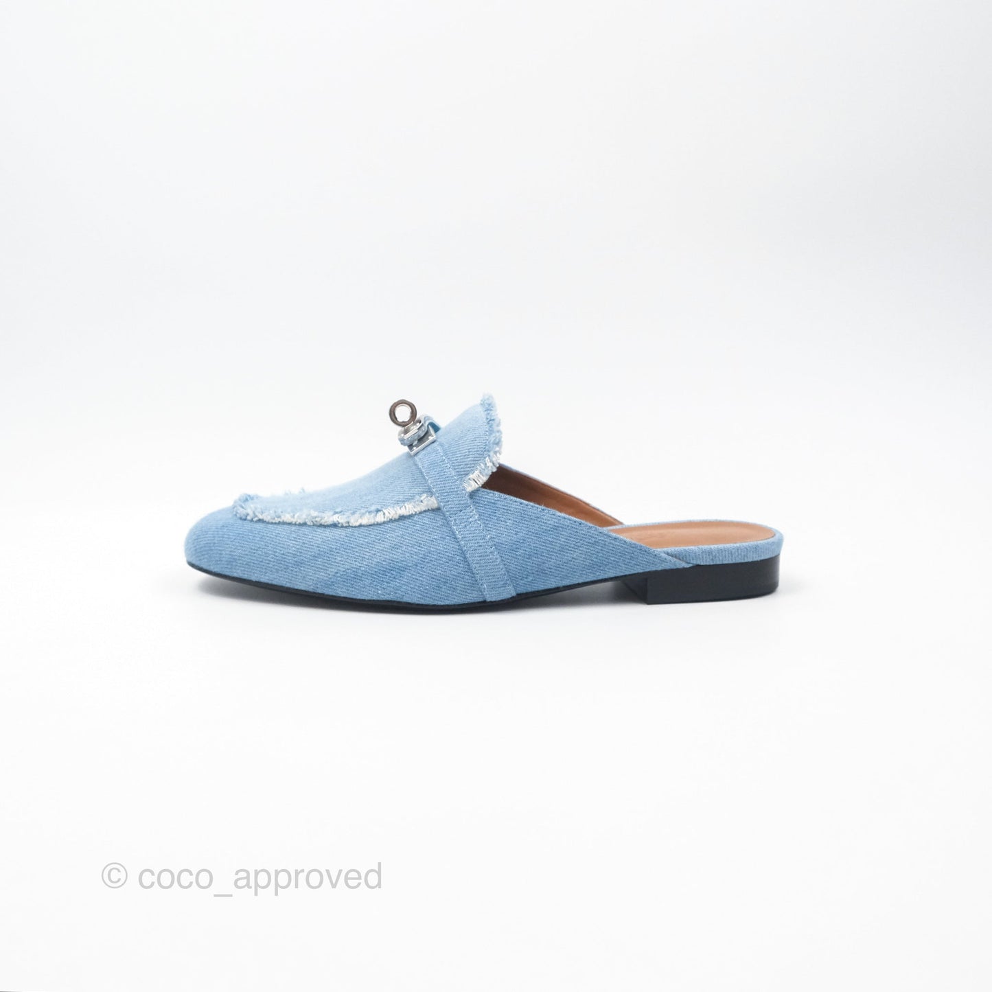 Hermès Oz Mule Denim Bleu Clair Palladium Hardware Size 37C