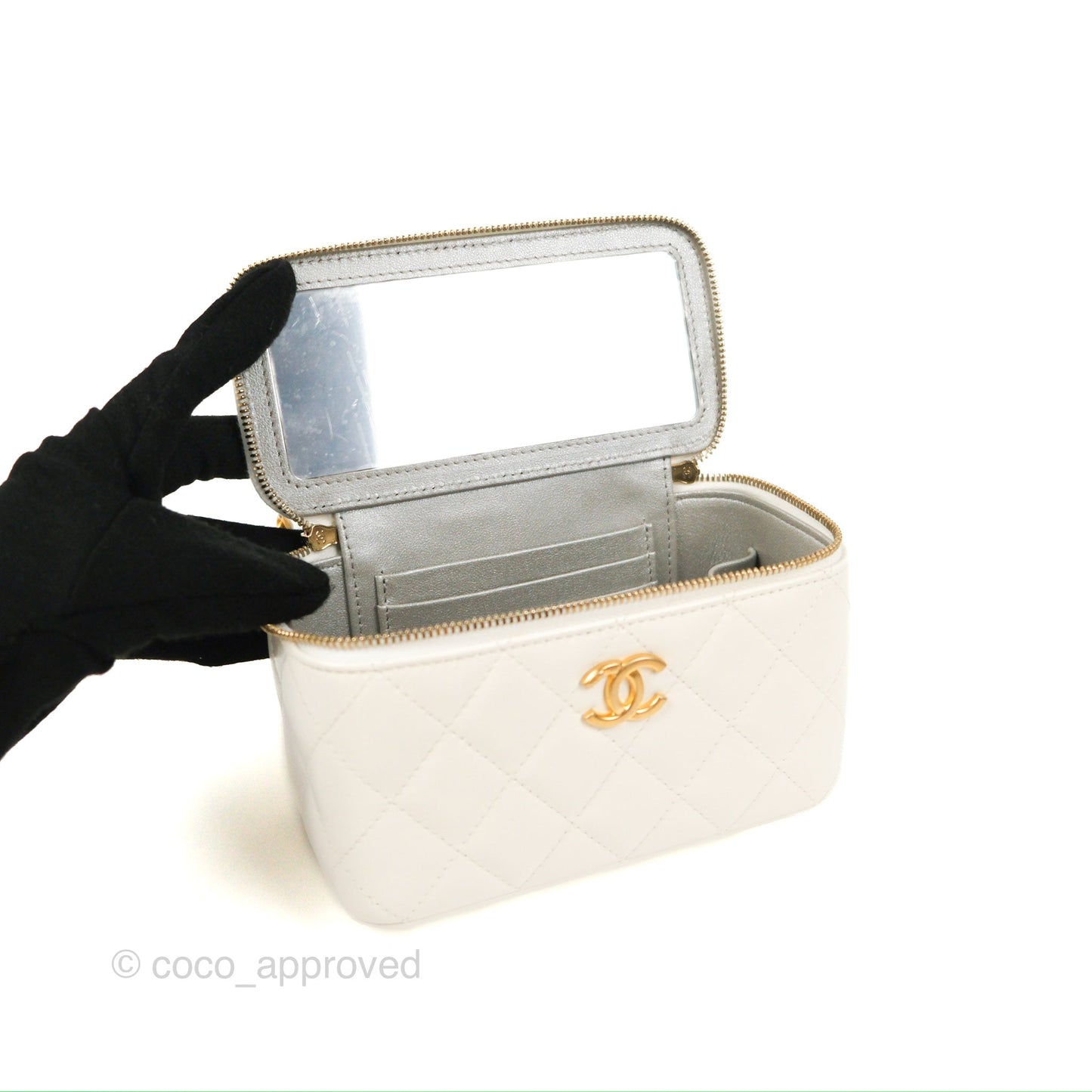 Chanel Rainbow Top Handle Vanity White Glazed Lambskin 23P