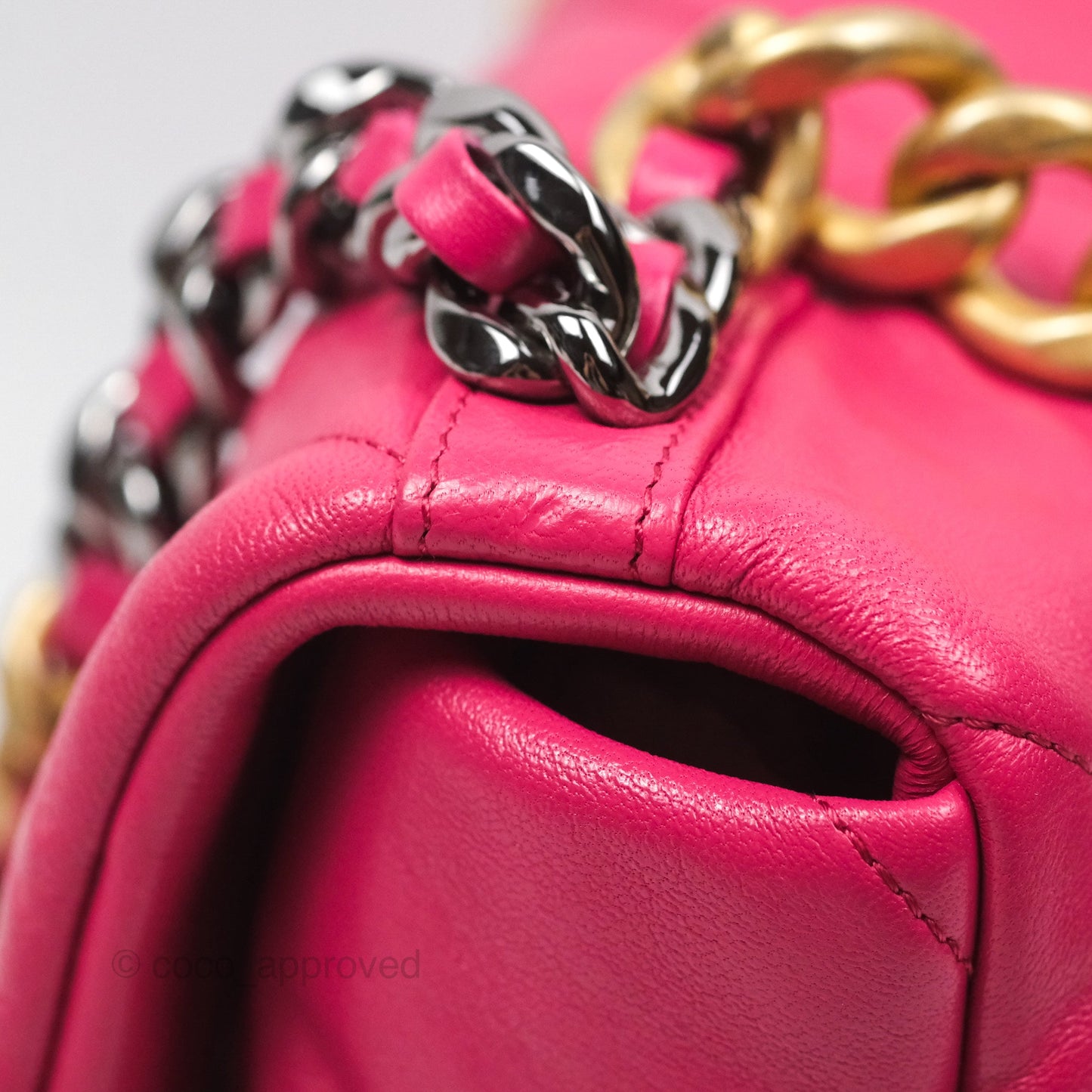 Chanel 19 Large (Medium) Dark Pink Goatskin Mixed Hardware
