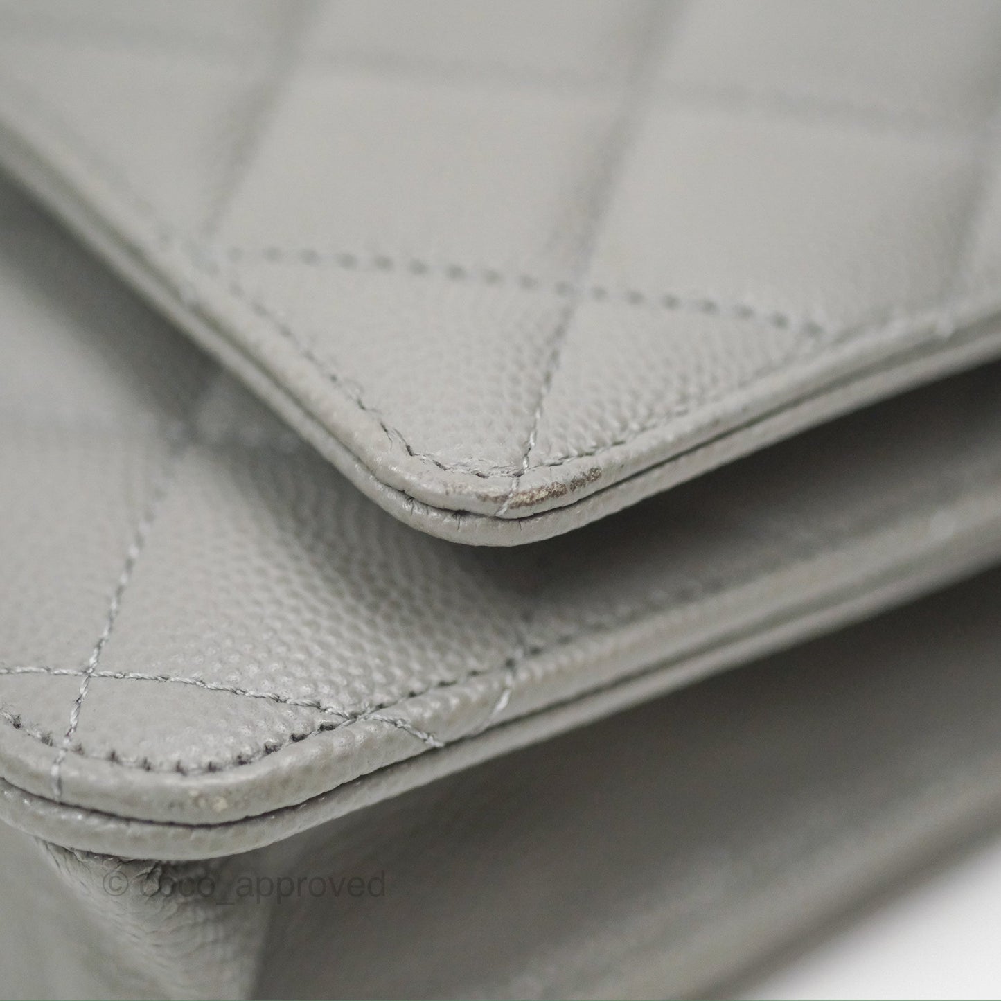 Chanel Classic Wallet on Chain WOC Quilted Grey Caviar Gold Hardware