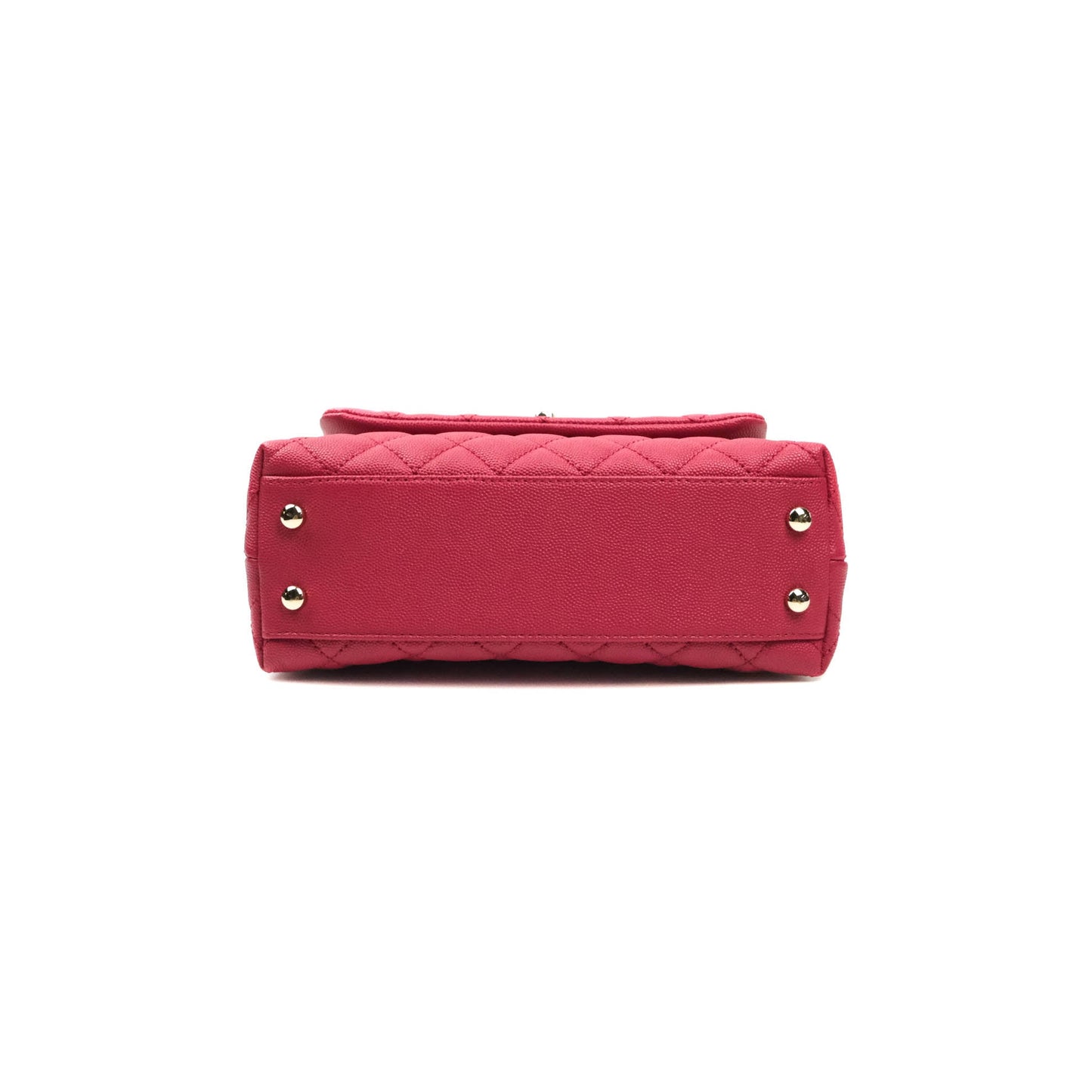 Chanel Small Coco Handle Quilted Caviar Rosy Red Gold Hardware
