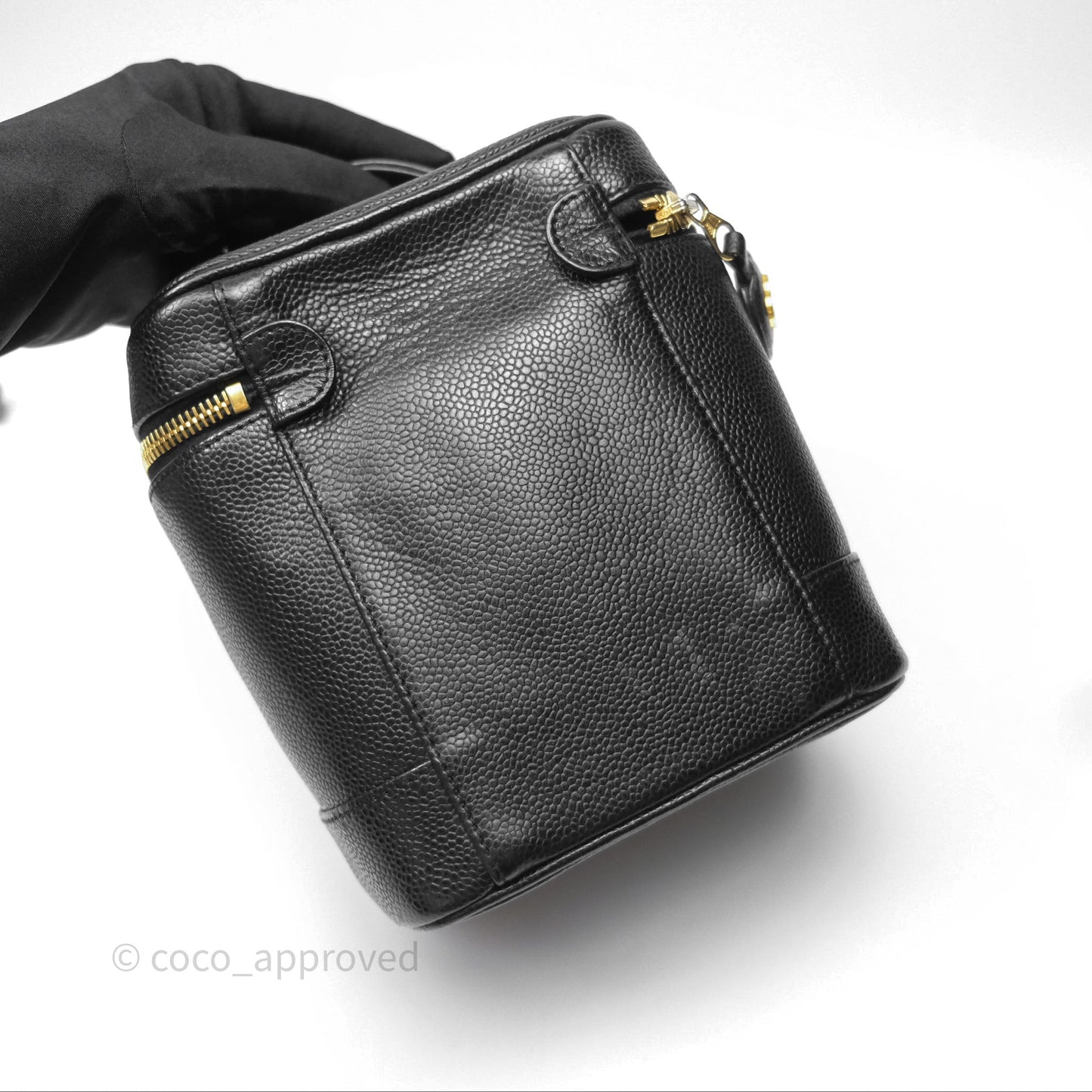 Chanel Vintage Vanity Case Black Caviar Gold Hardware