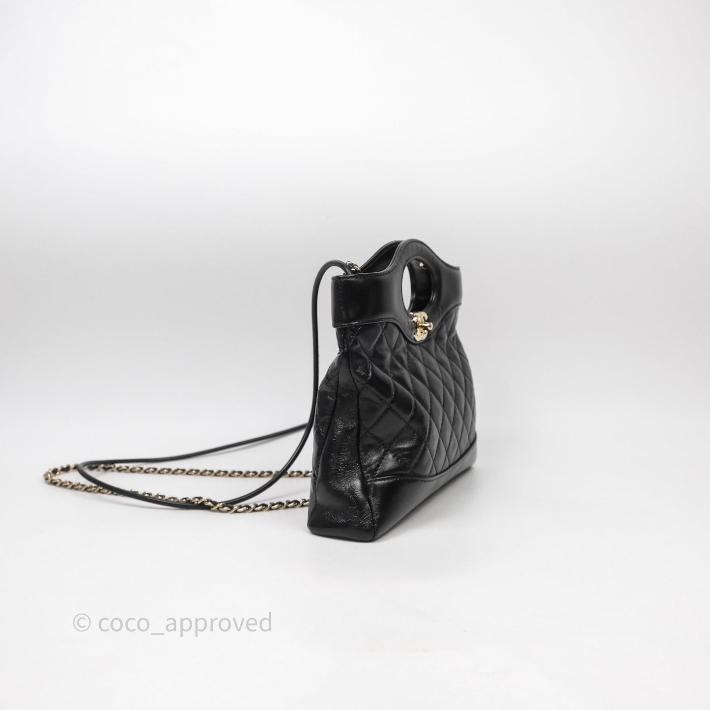 Chanel 31 Mini Black Shiny Calfskin Gold Hardware
