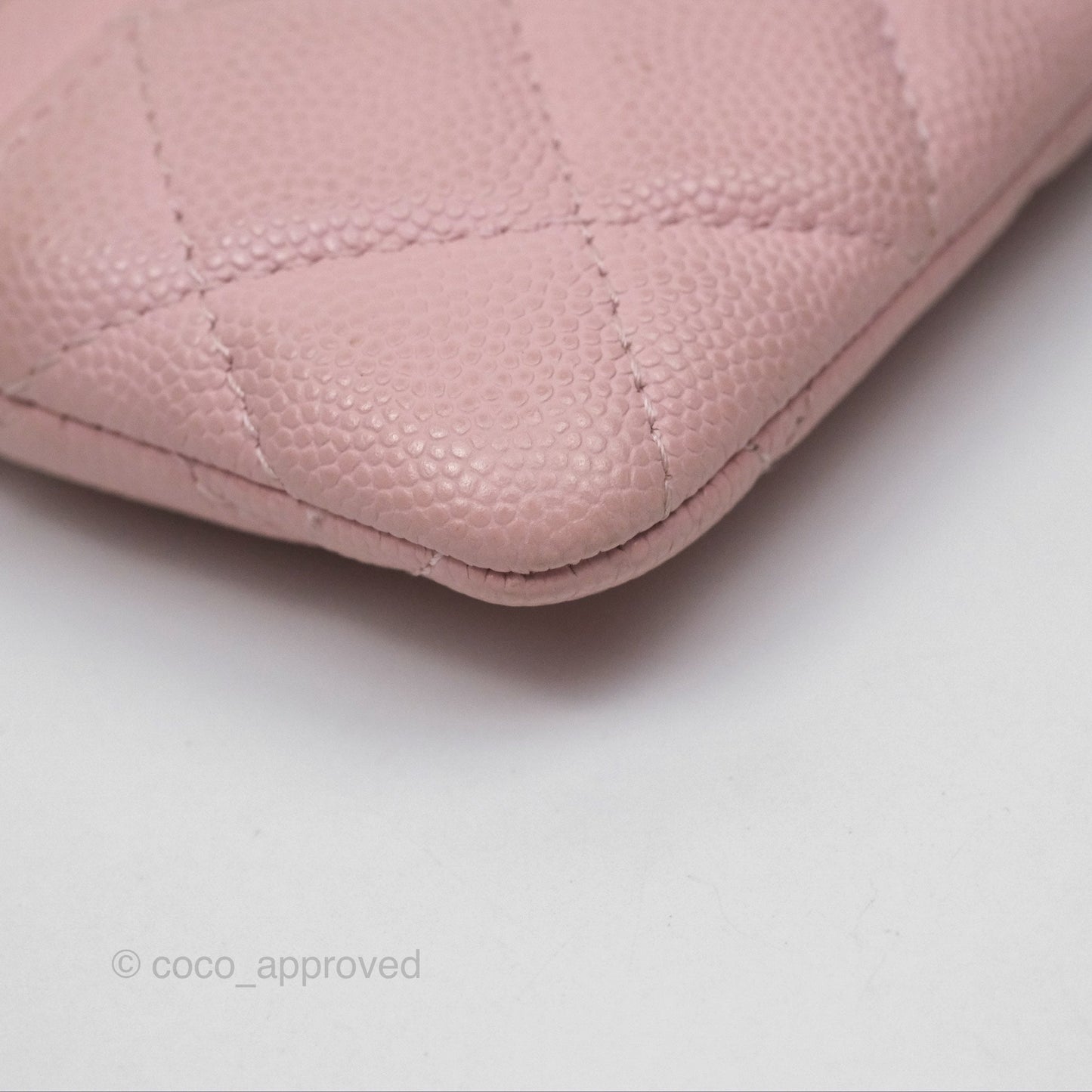 Chanel Quilted Classic Zip Card Holder Wallet Pink Caviar Gold Hardware