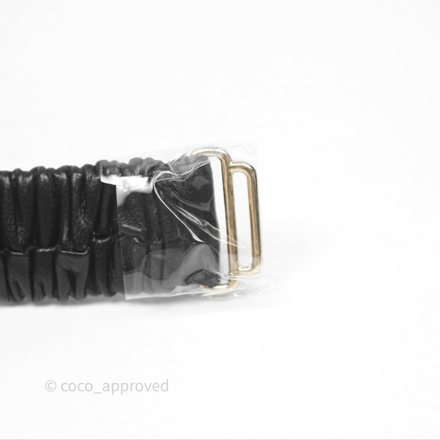 Chanel Square CC Ruched Belt Black Lambskin Gold Tone 22A