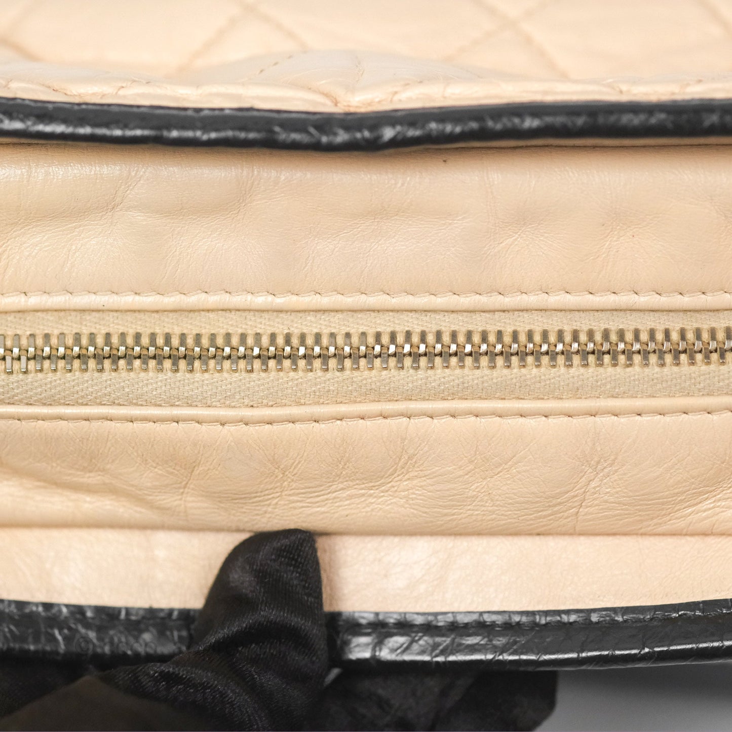 Chanel Large Gabrielle Hobo Black Beige Aged Calfskin Mixed Hardware