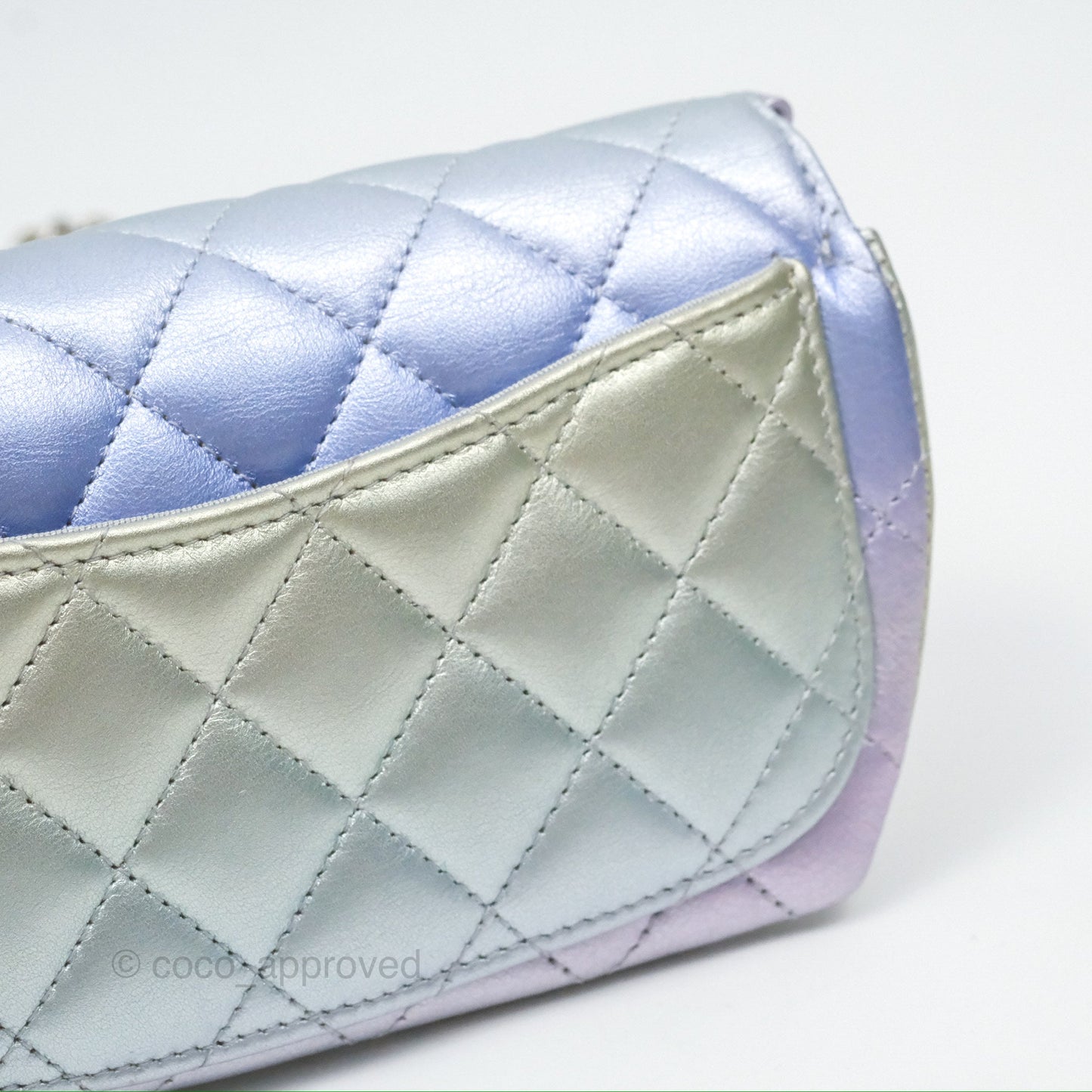 Chanel Quilted Case on Chain Iridescent Rainbow Calfskin