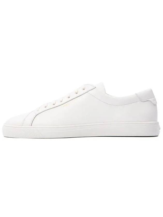 Luxury Saint Laurent Men's Andy Leather Low Top Sneakers White