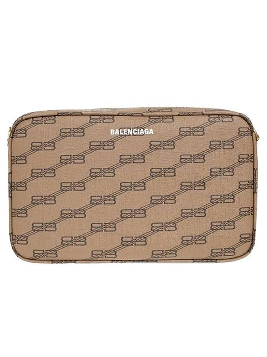 Luxury Balenciaga Monogram Logo Camera Cross Bag Beige