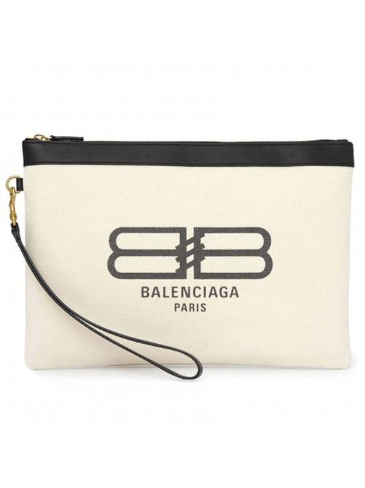 Luxury Balenciaga Flat Jumbo Clutch Bag Ivory