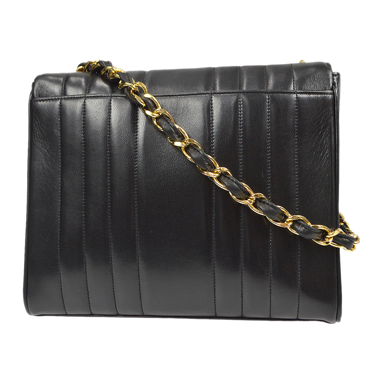 Luxury Chanel 1991-1994 Vertical Stitch Classic Square Flap Small Black Lambskin