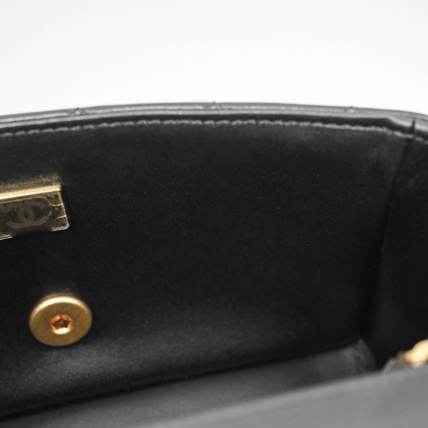 Chanel Top Handle Mini Rectangular Flap Bag Black Lambskin Aged Gold Hardware