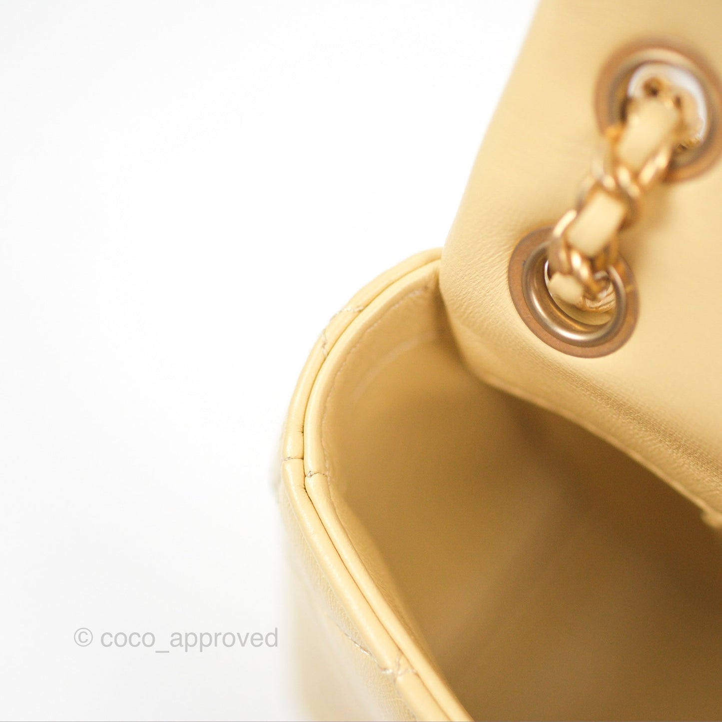 Chanel Small Flap Bag with Chain Strap Yellow Lambskin Aged Gold Hardware