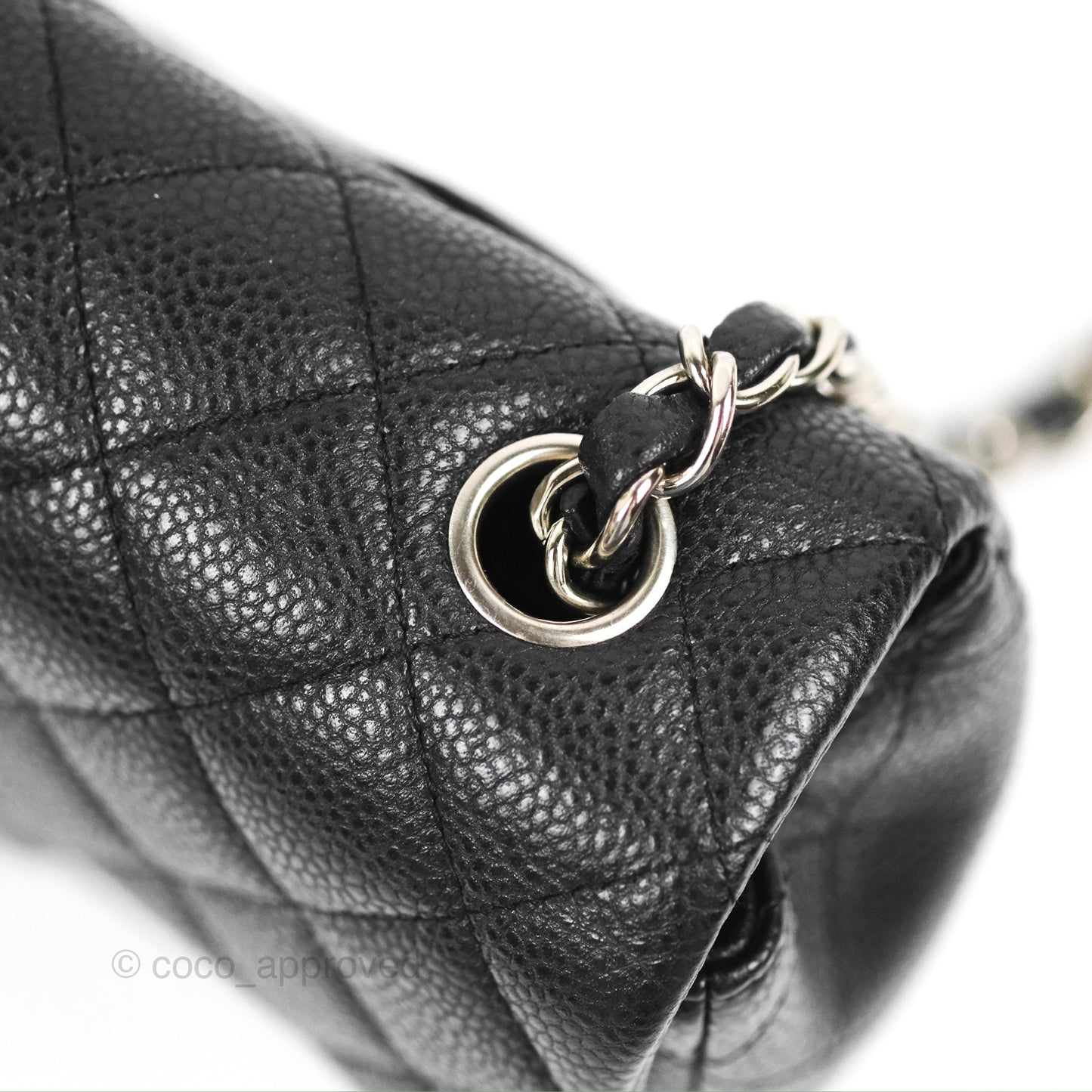 Chanel Quilted Mini Rectangular Flap Black Caviar Silver Hardware