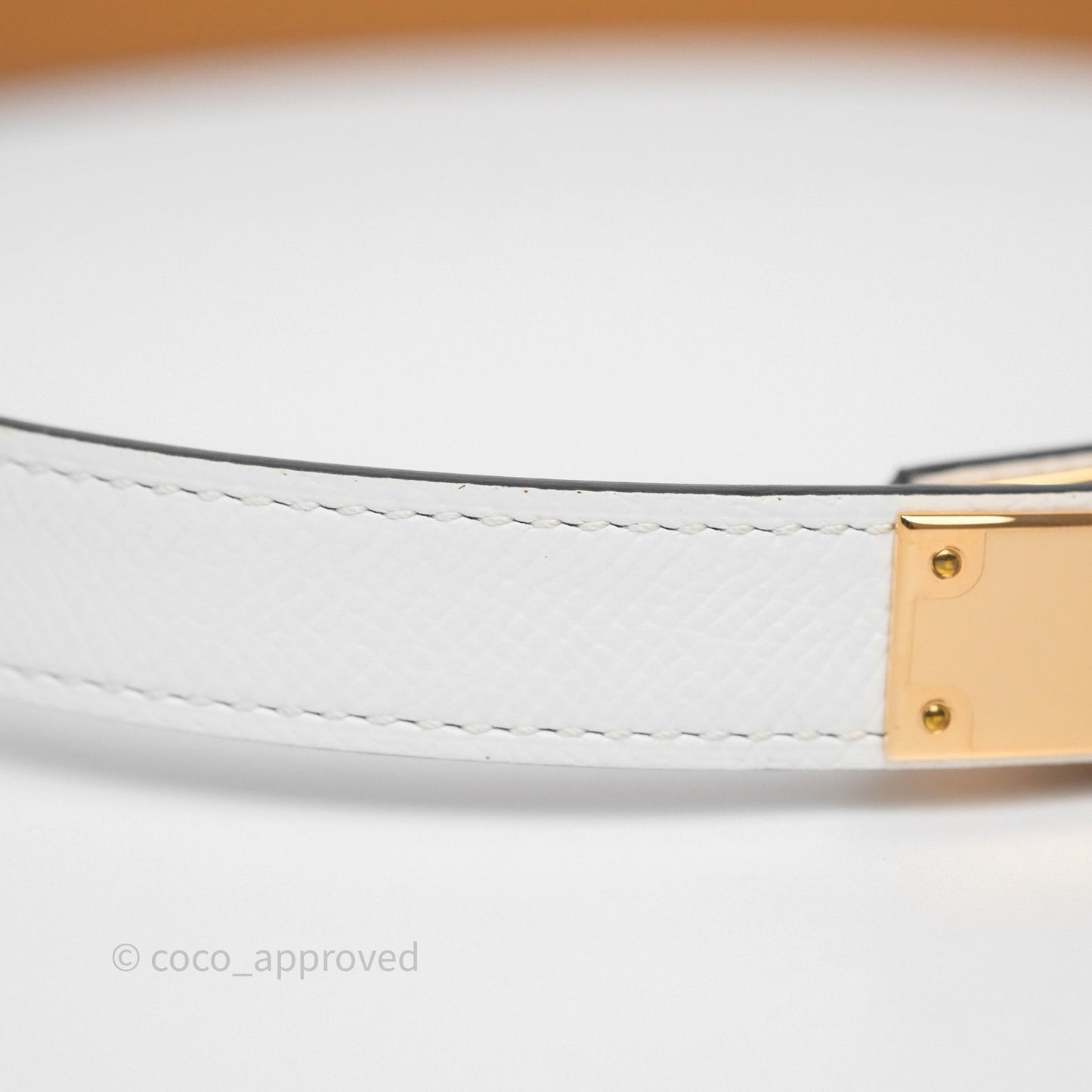Hermès Kelly Buckle Belt Blanc 01 Epsom Rose Gold Hardware