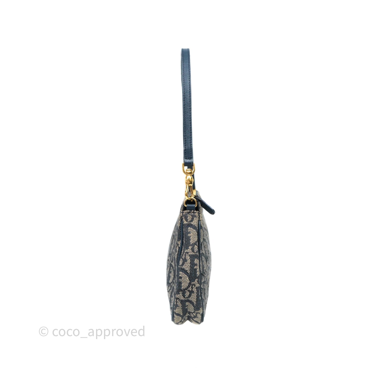 Christian Dior Vintage Mini Saddle Bag Blue Oblique Jacquard