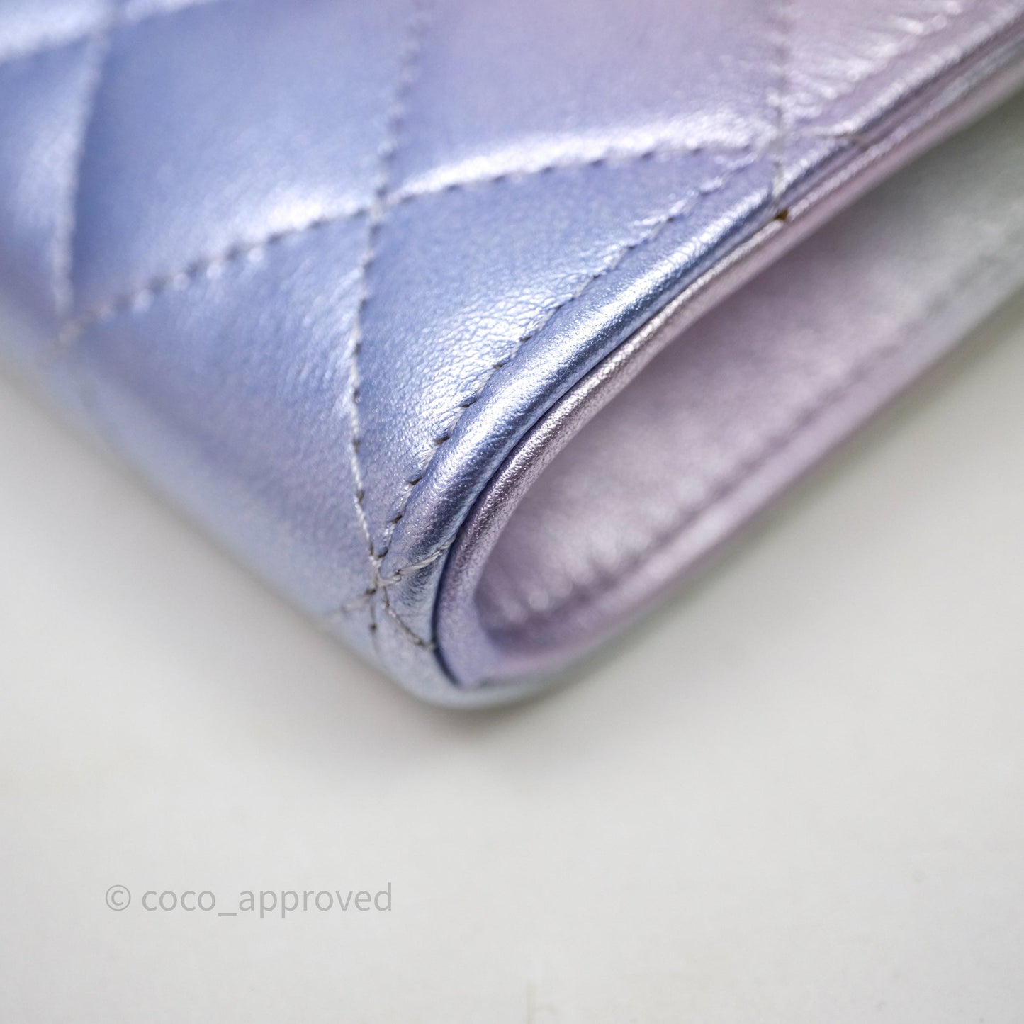 Chanel Classic Quilted Metallic Rainbow Lambskin Phone Holder Rainbow Hardware
